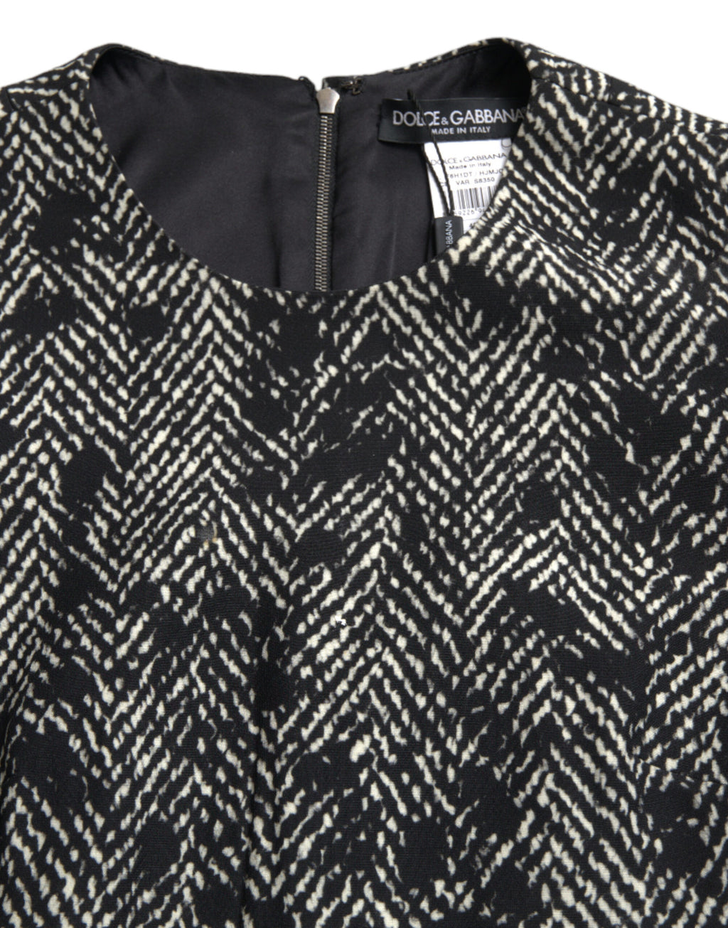 Dolce & Gabbana Schwarzes Chevron-Polyester-Shift-Minikleid