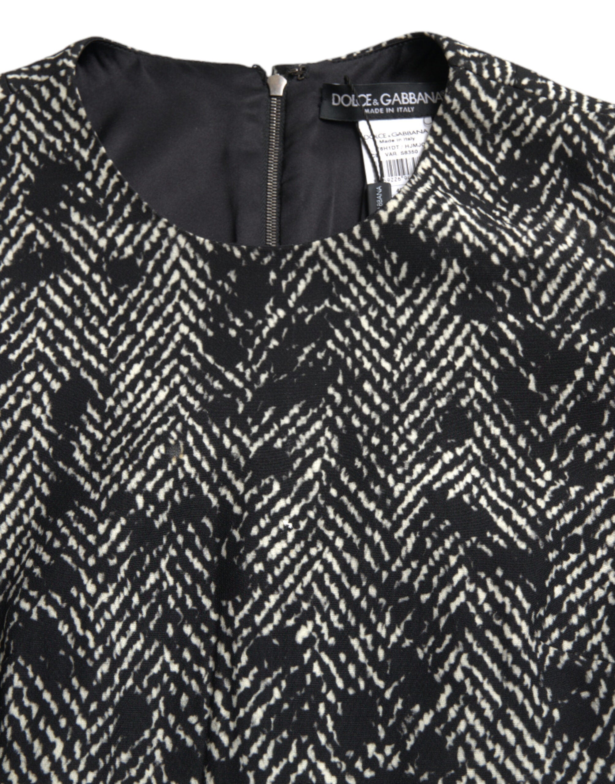Dolce & Gabbana Schwarzes Chevron-Polyester-Shift-Minikleid