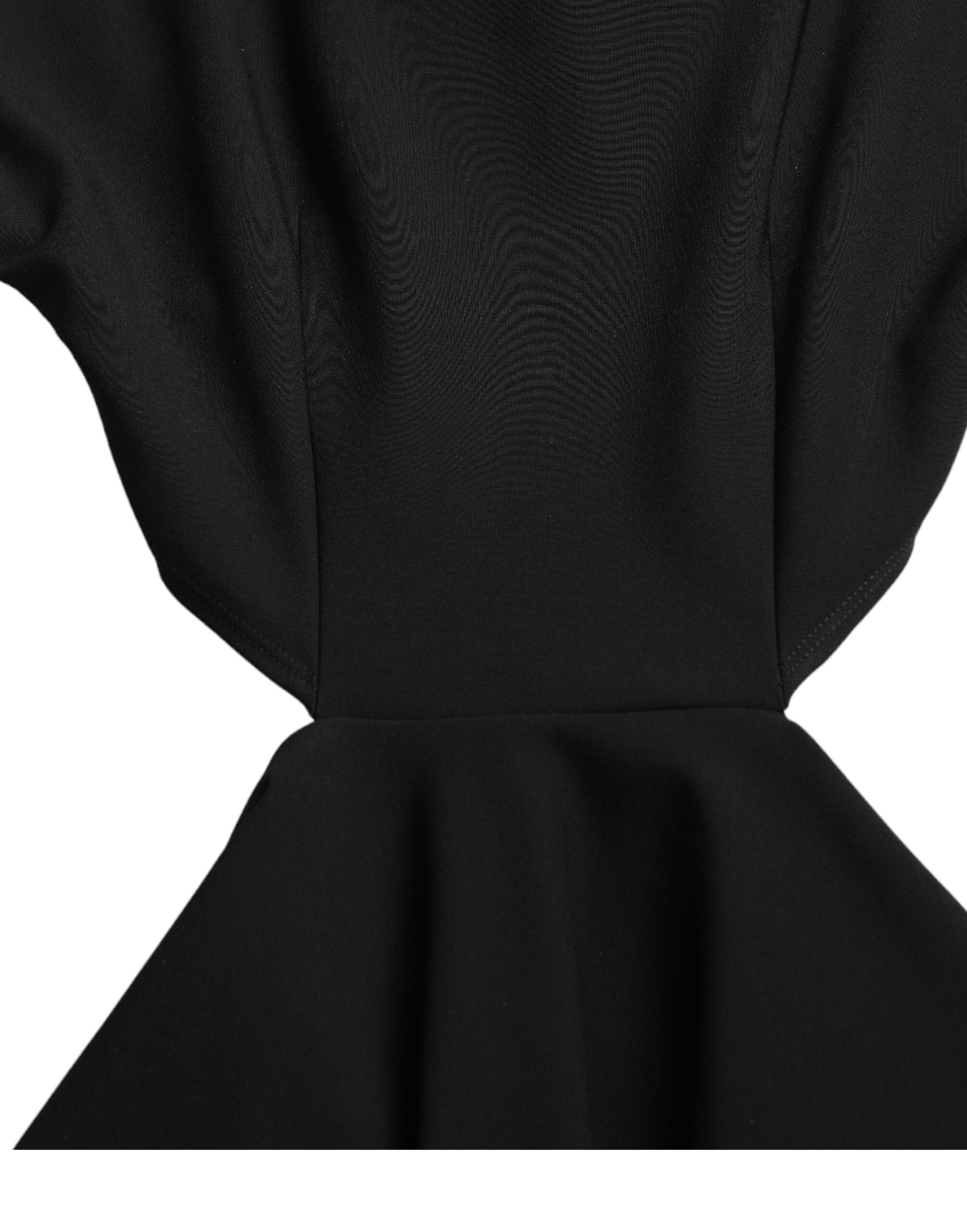 Dolce & Gabbana Black Viscose Mini Dress with Long Sleeves and Cut-Out Detail