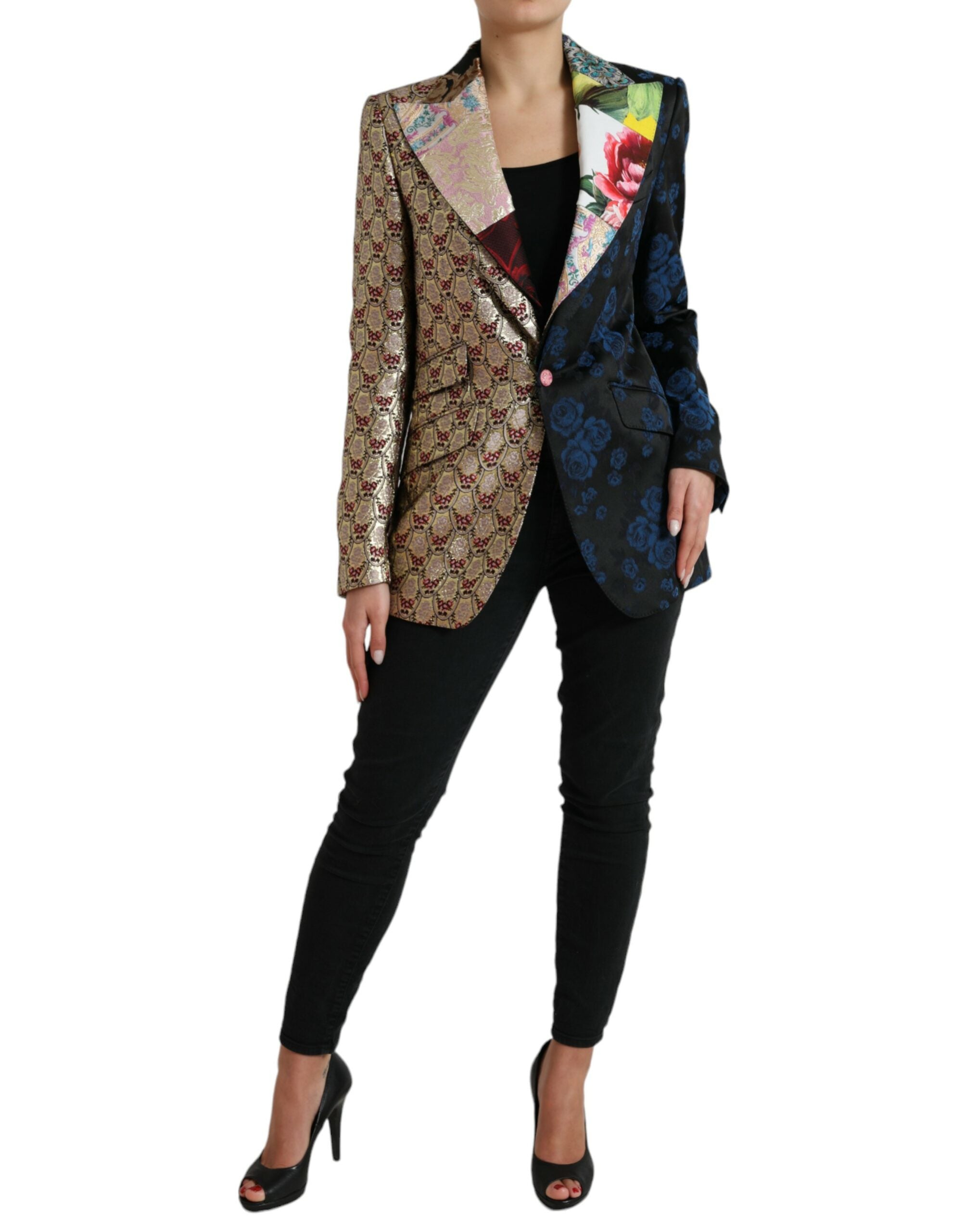 Dolce & Gabbana Multicolor Floral Patchwork Jacquard Jacke