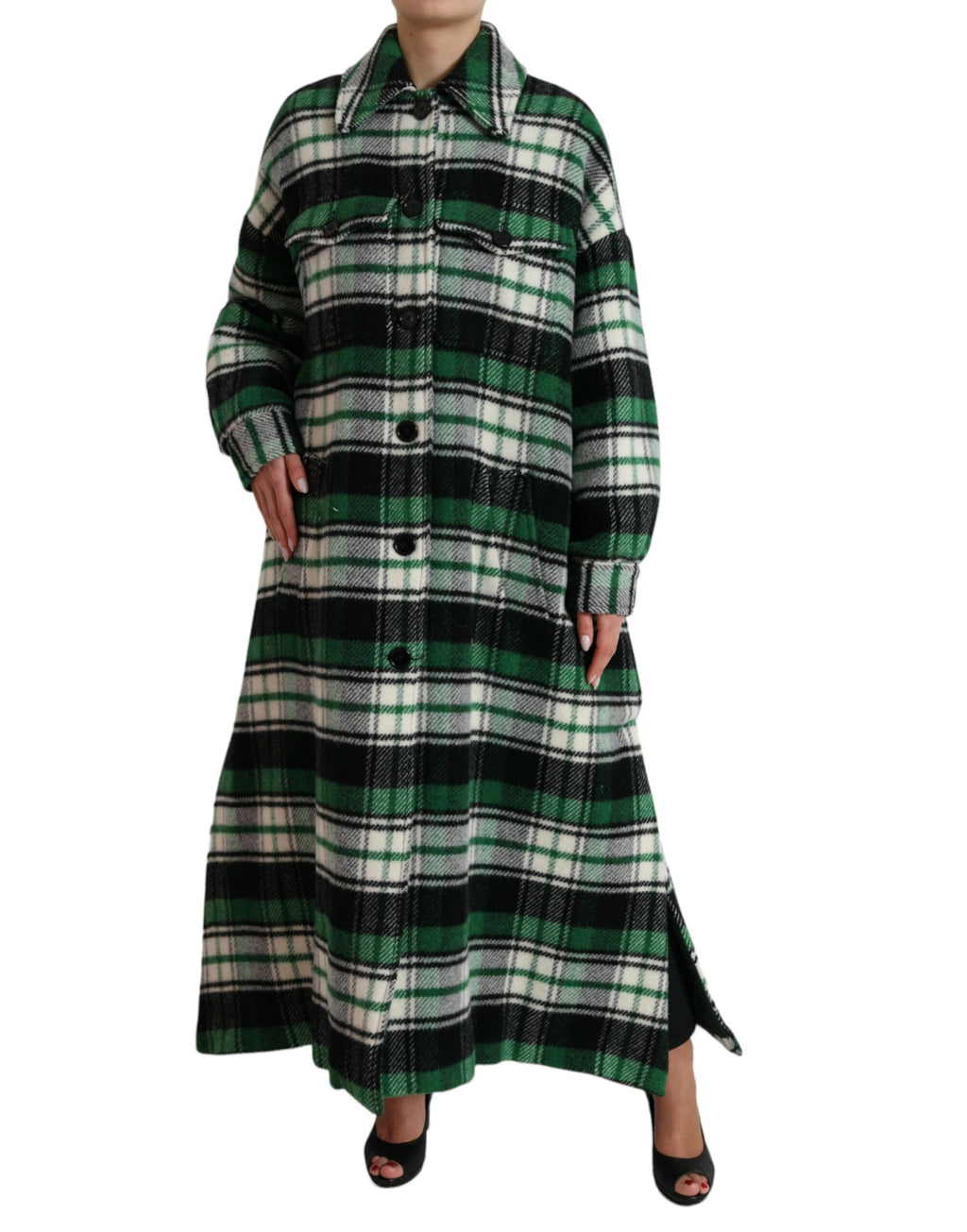 Dolce & Gabbana Grün karierter Langarm-Langarm-Mantel Jacke