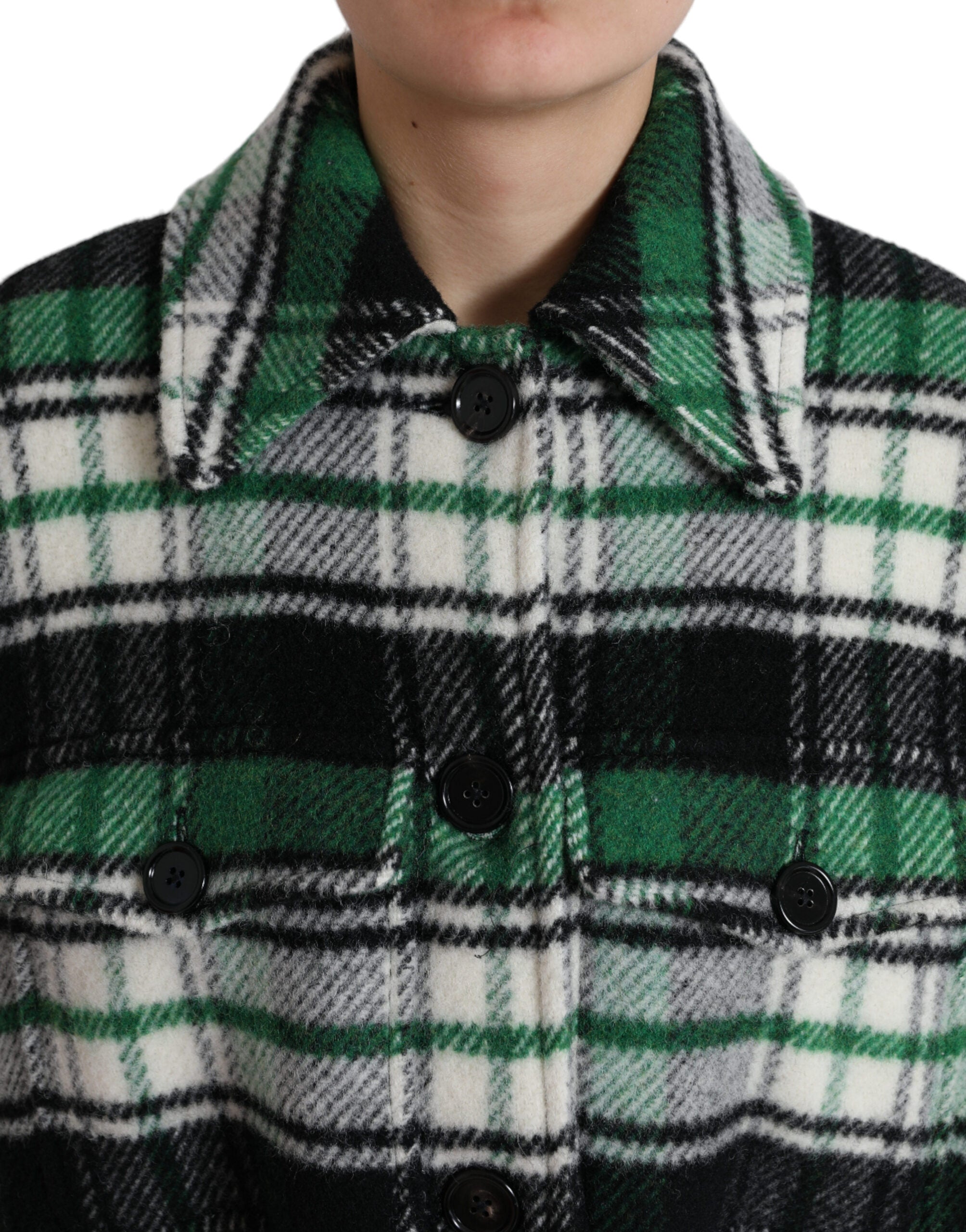 Dolce & Gabbana Grün karierter Langarm-Langarm-Mantel Jacke