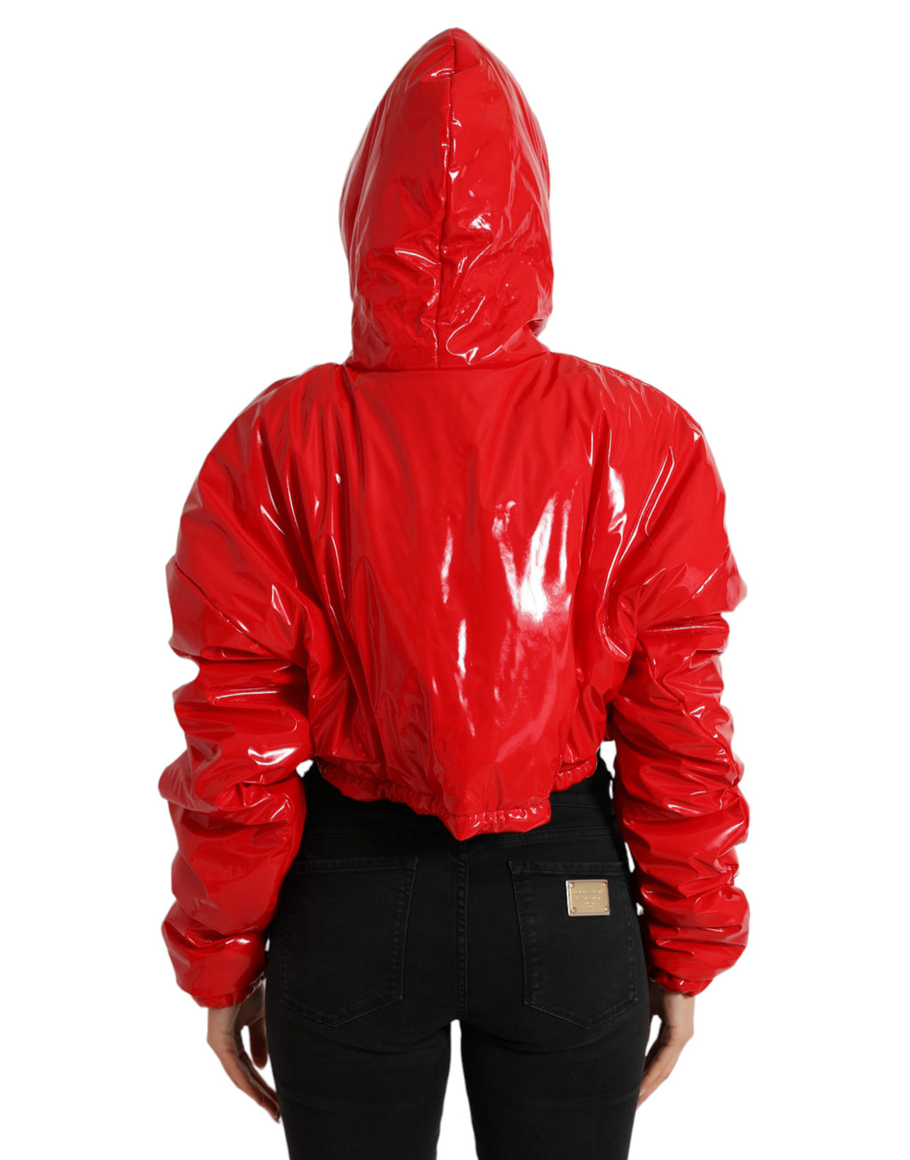 Dolce & Gabbana Glossy Red Hooded Short Coat Jacket