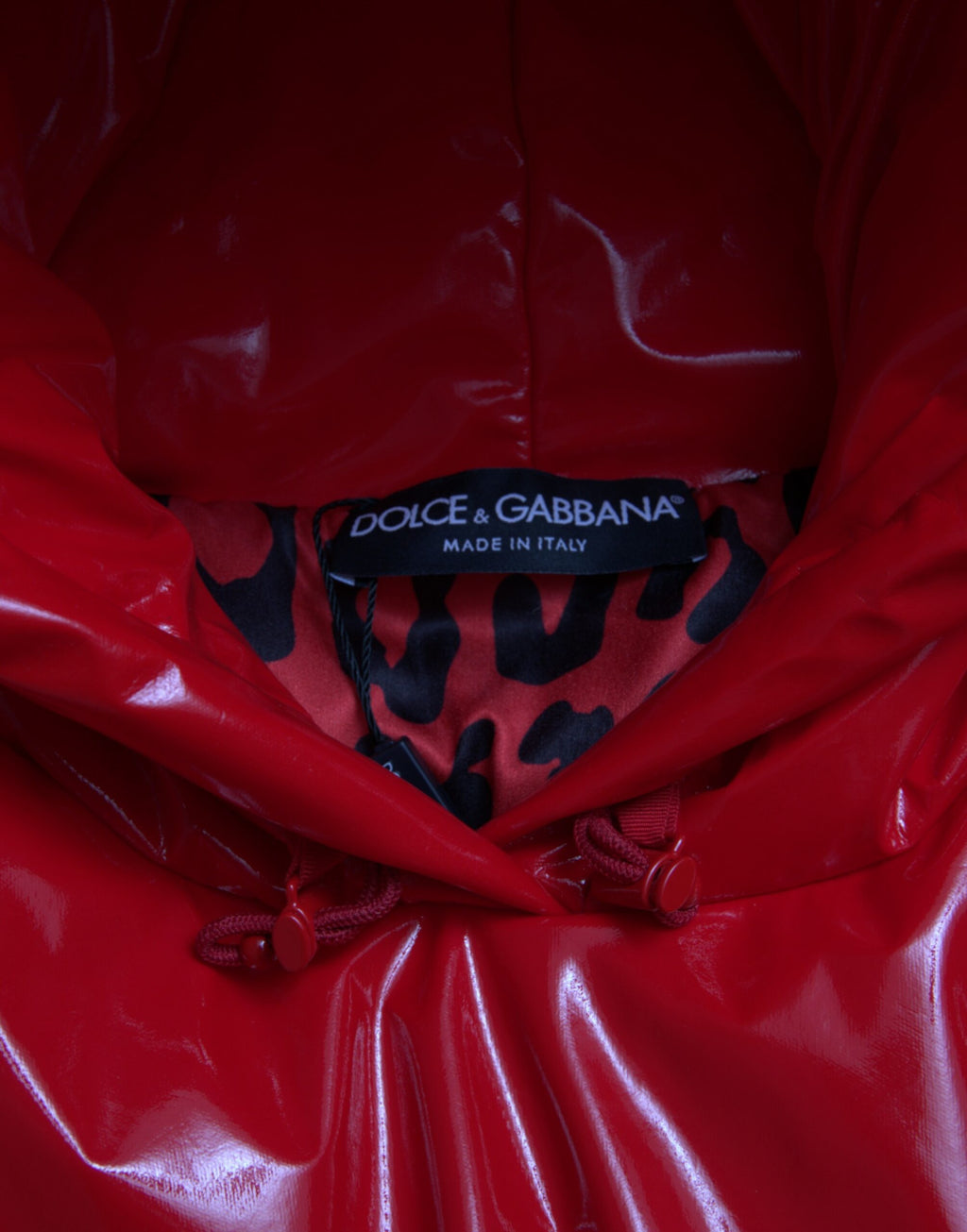 Dolce & Gabbana Glossy Red Hooded Short Coat Jacket