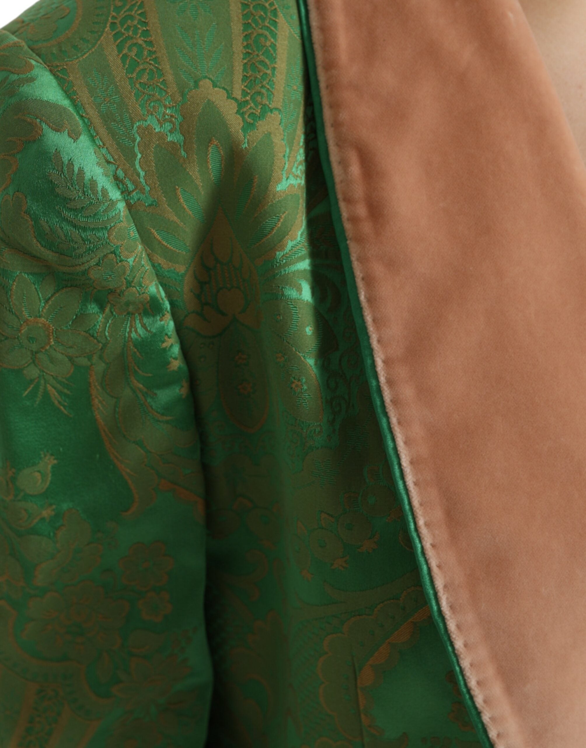 Dolce & Gabbana Green Floral Double-Breasted Coat Jacket