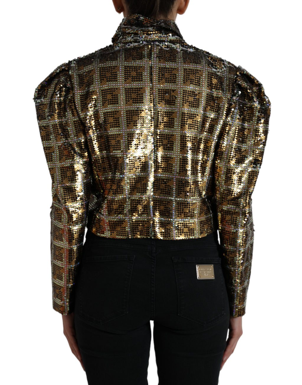 Dolce & Gabbana Cropped Sequin Jacket in Multicolor Polyester