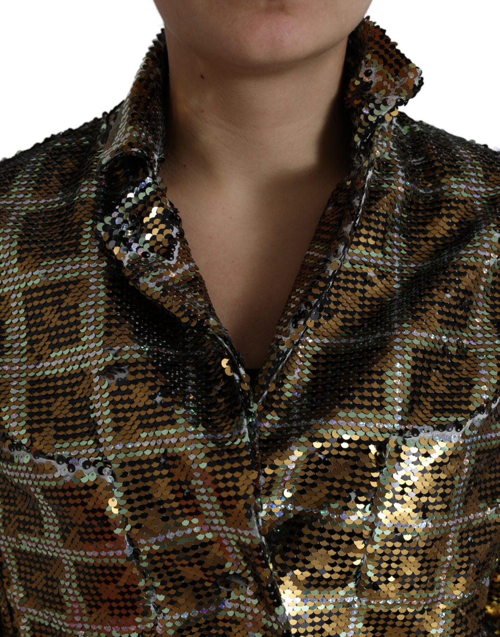Dolce & Gabbana Cropped Sequin Jacket in Multicolor Polyester