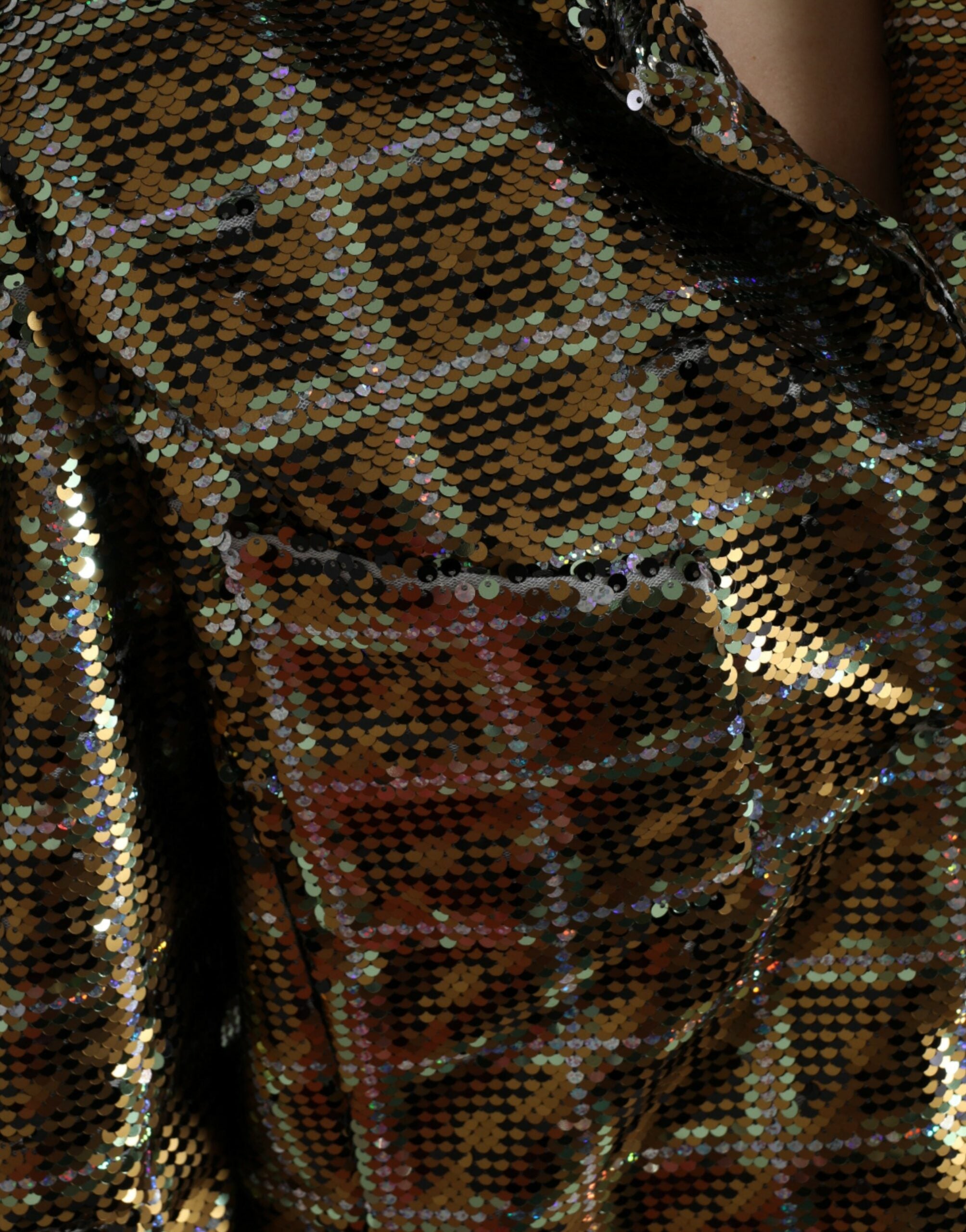 Dolce & Gabbana Cropped Sequin Jacket in Multicolor Polyester
