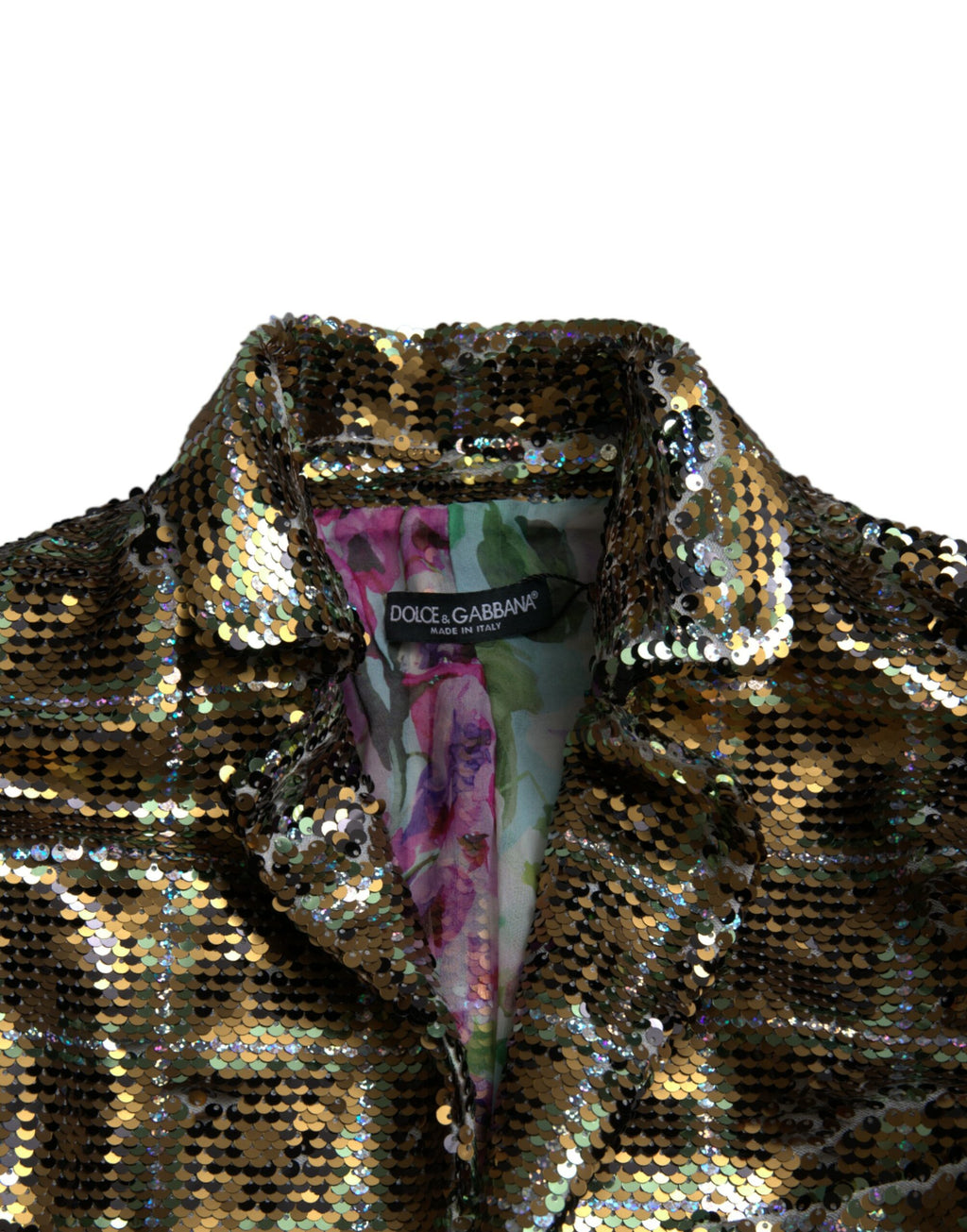 Dolce & Gabbana Cropped Sequin Jacket in Multicolor Polyester