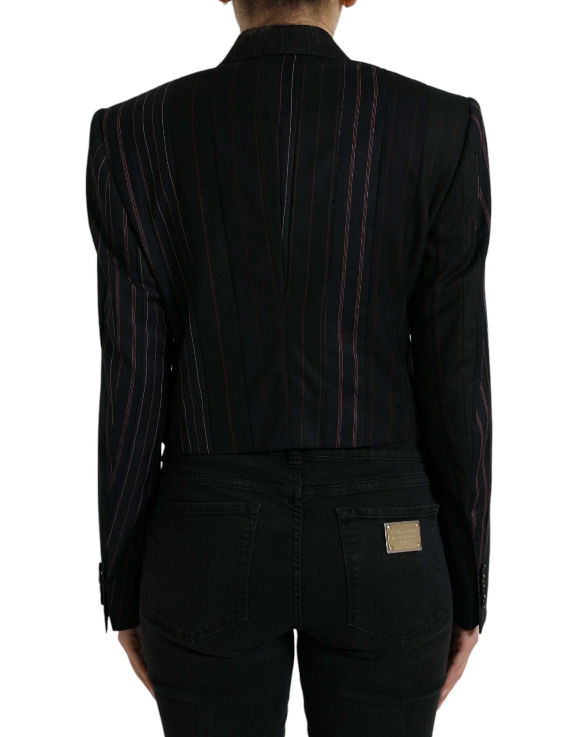 Dolce & Gabbana Schwarz gestreifte SICILIA Zweireiher-Jacke