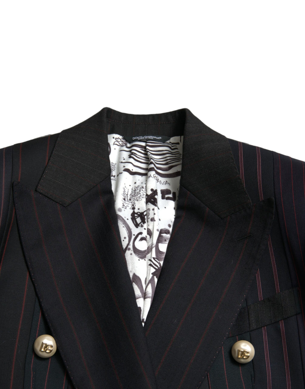 Dolce & Gabbana Schwarz gestreifte SICILIA Zweireiher-Jacke