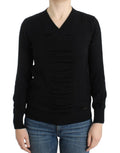 Costume National Schwarzer Wollpullover mit V-Ausschnitt