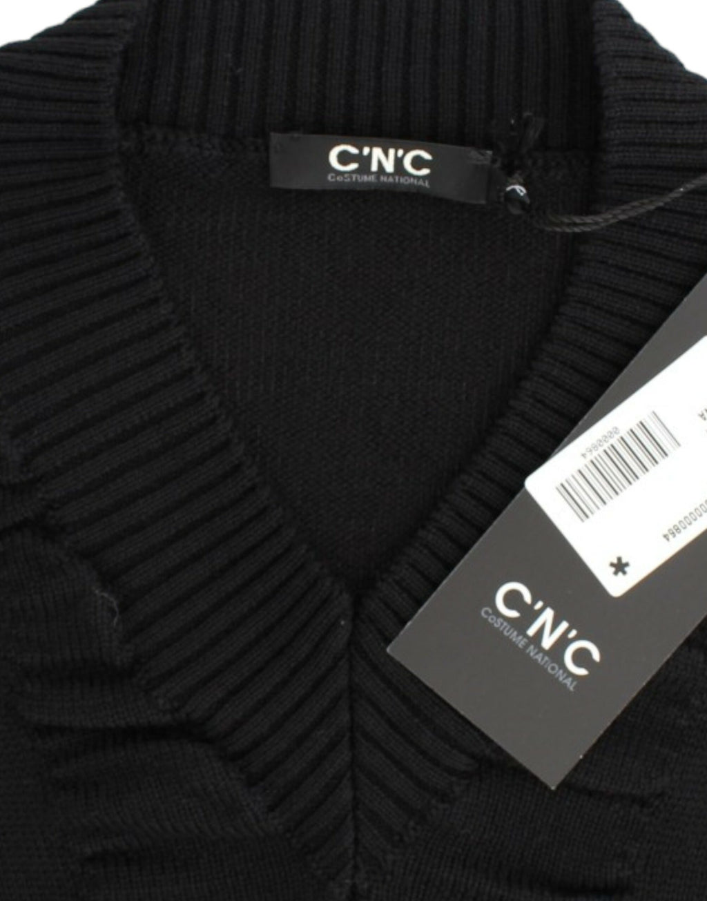 Costume National Schwarzer Wollpullover mit V-Ausschnitt
