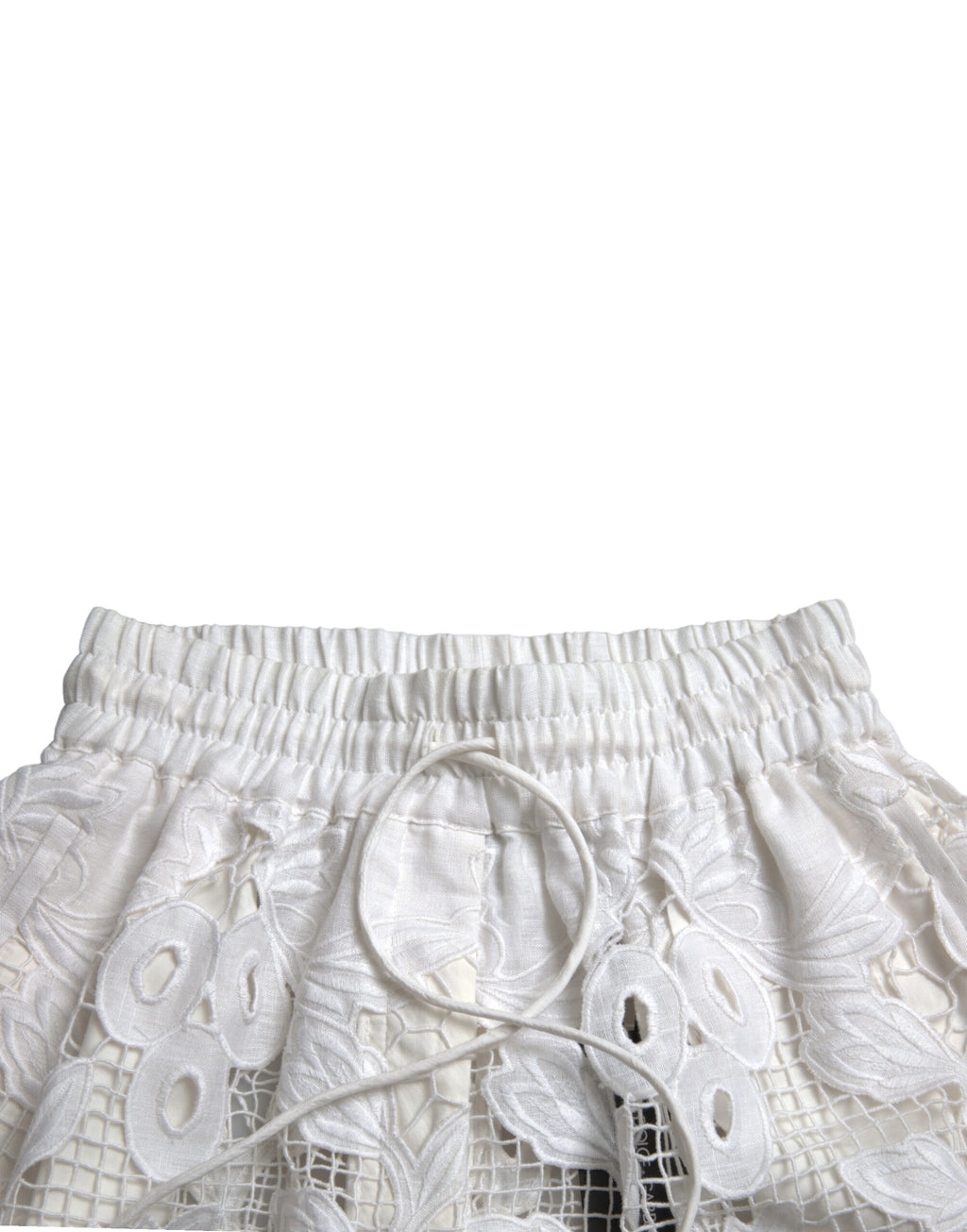 Dolce & Gabbana White High-Waisted Cut-Out Cotton Bermuda Shorts
