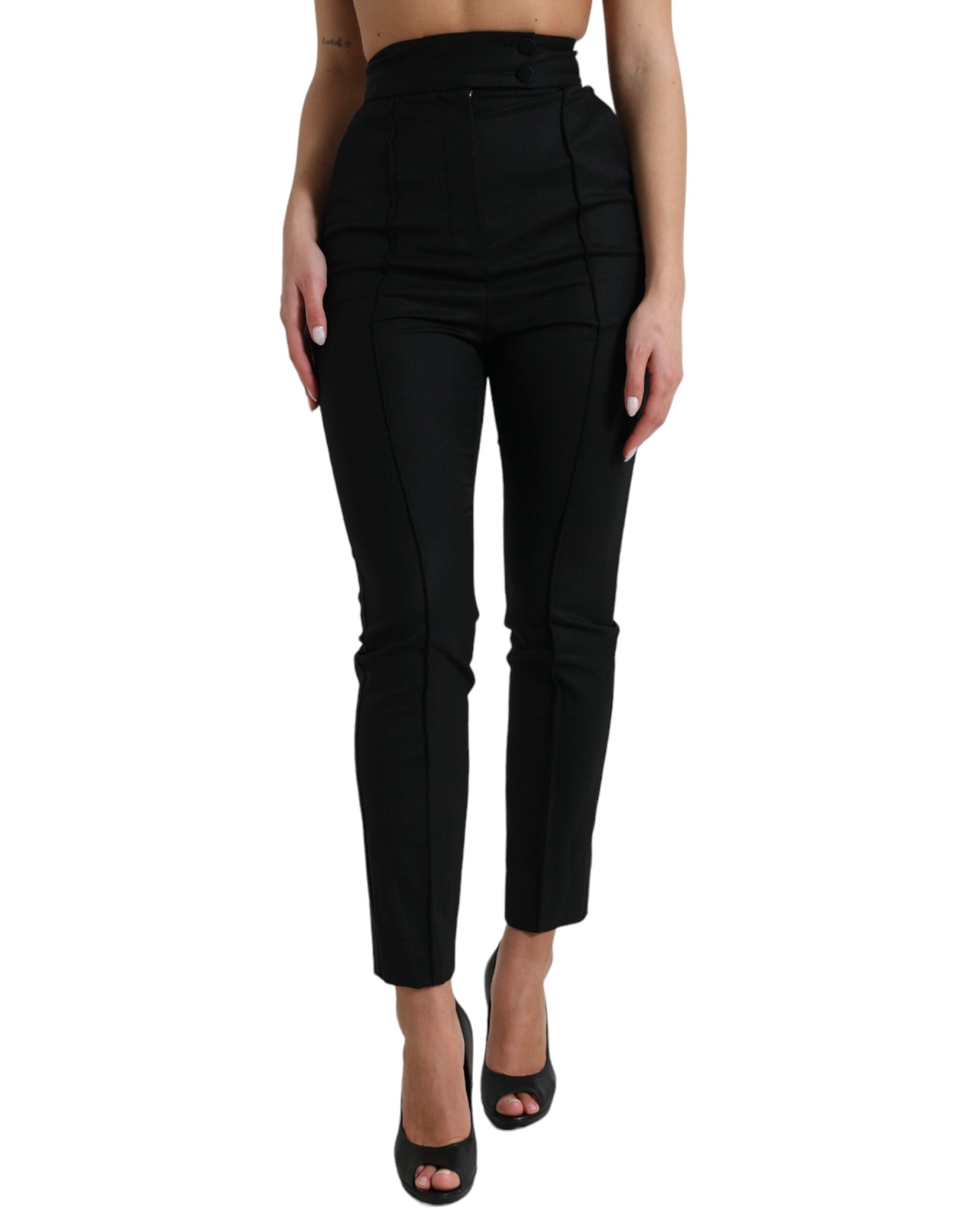 Dolce & Gabbana Schwarze taillierte Hose aus Wolle
