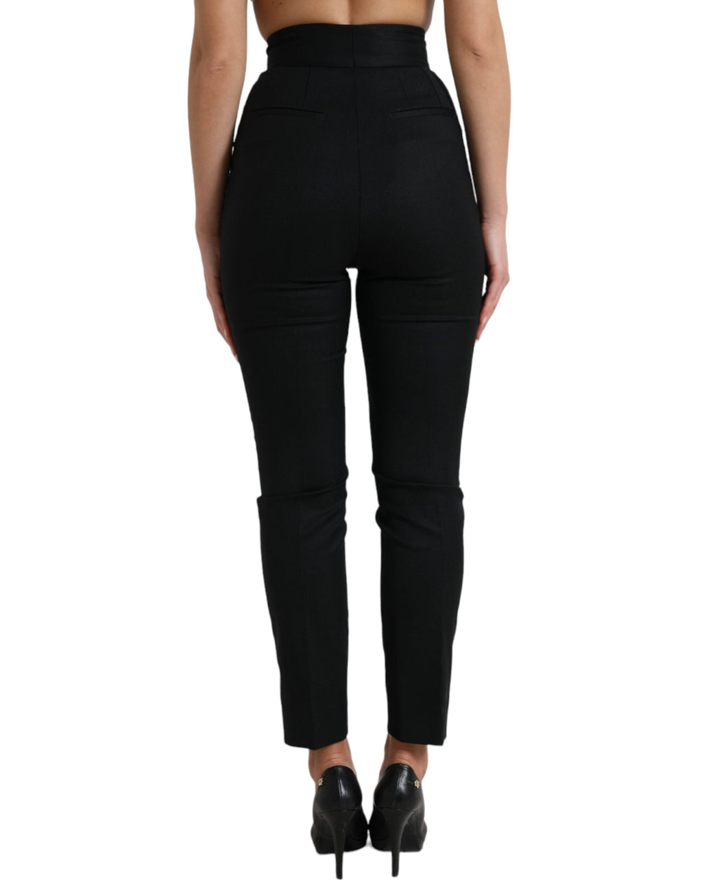 Dolce & Gabbana Schwarze taillierte Hose aus Wolle