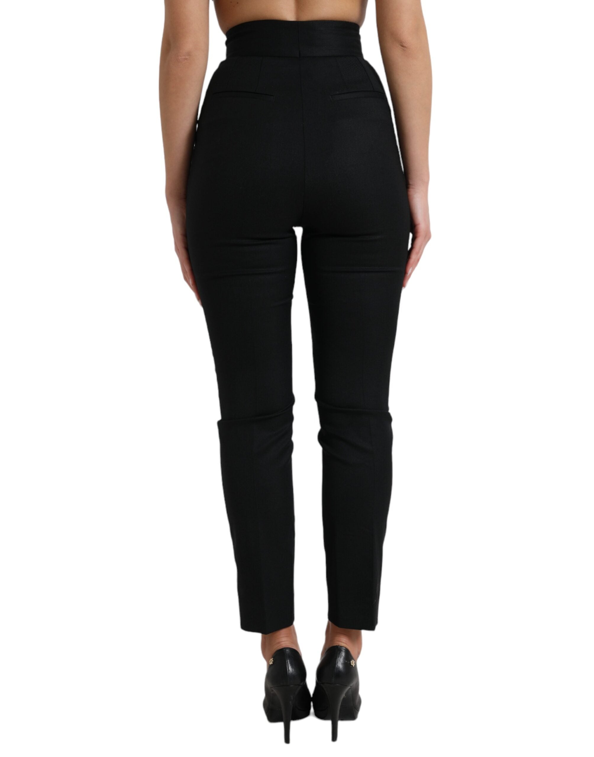 Dolce & Gabbana Schwarze taillierte Hose aus Wolle