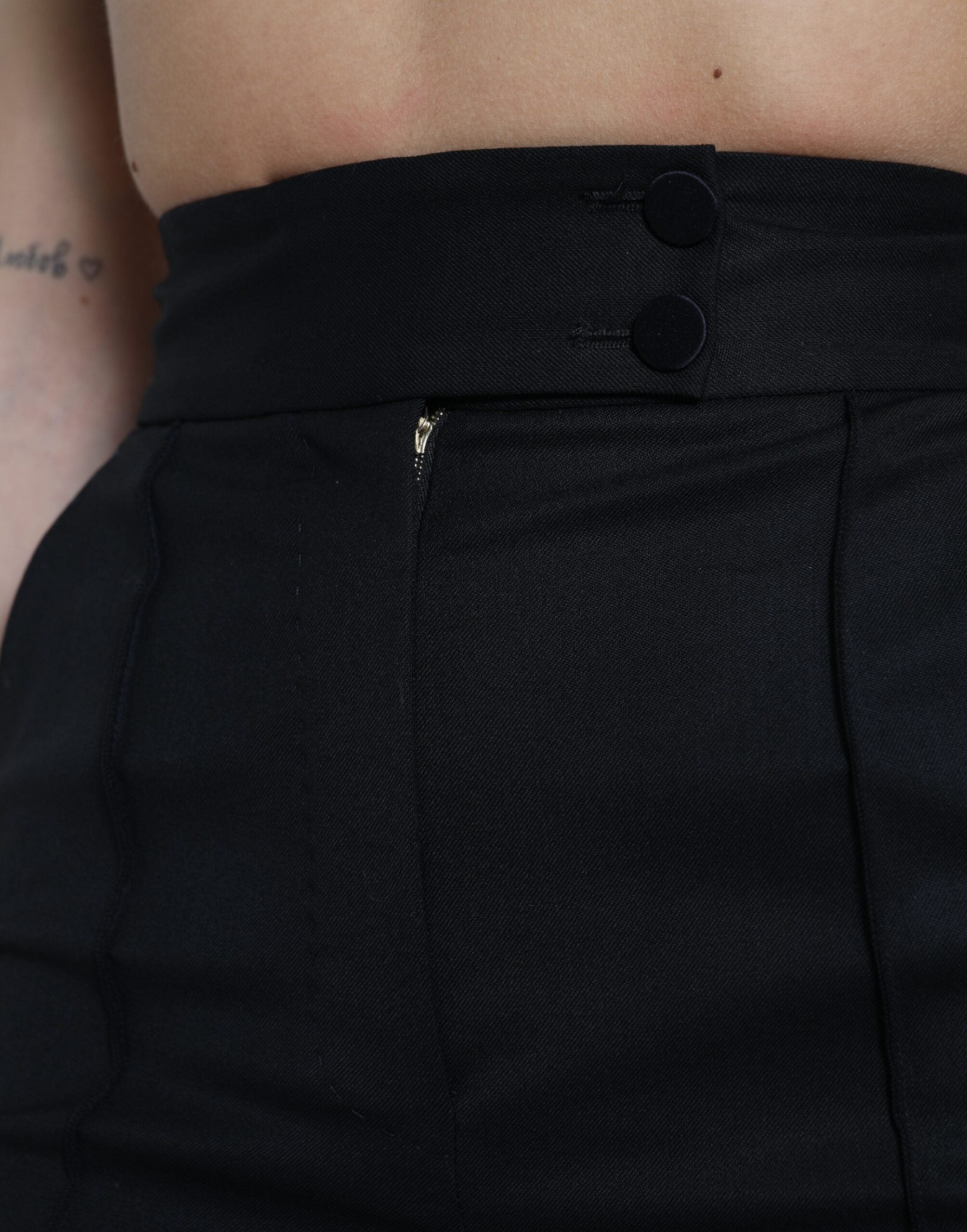 Dolce & Gabbana Schwarze taillierte Hose aus Wolle