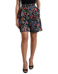 Dolce & Gabbana Schwarze florale Hotpants mit hoher Taille Shorts