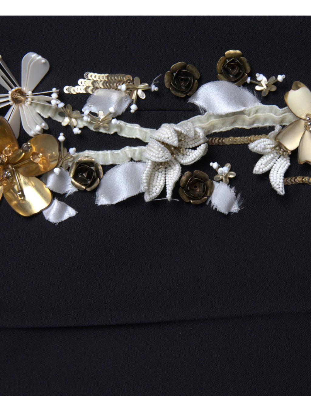 Dolce & Gabbana Black Floral Appliqué High-Waisted Tapered Trousers
