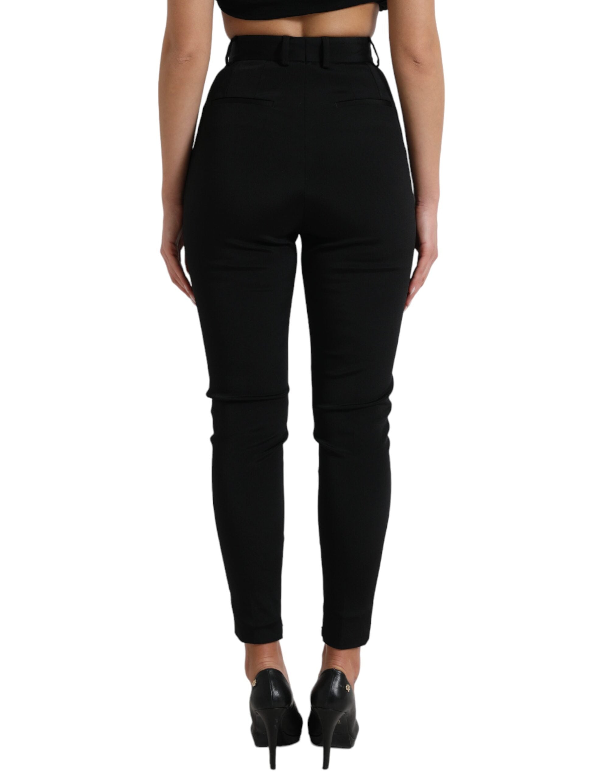 Dolce & Gabbana Black Skinny High-Waisted Wool Blend Trousers