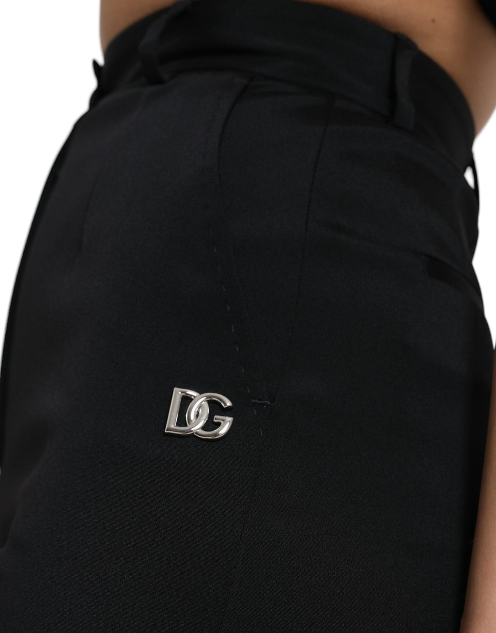 Dolce & Gabbana Black Skinny High-Waisted Wool Blend Trousers