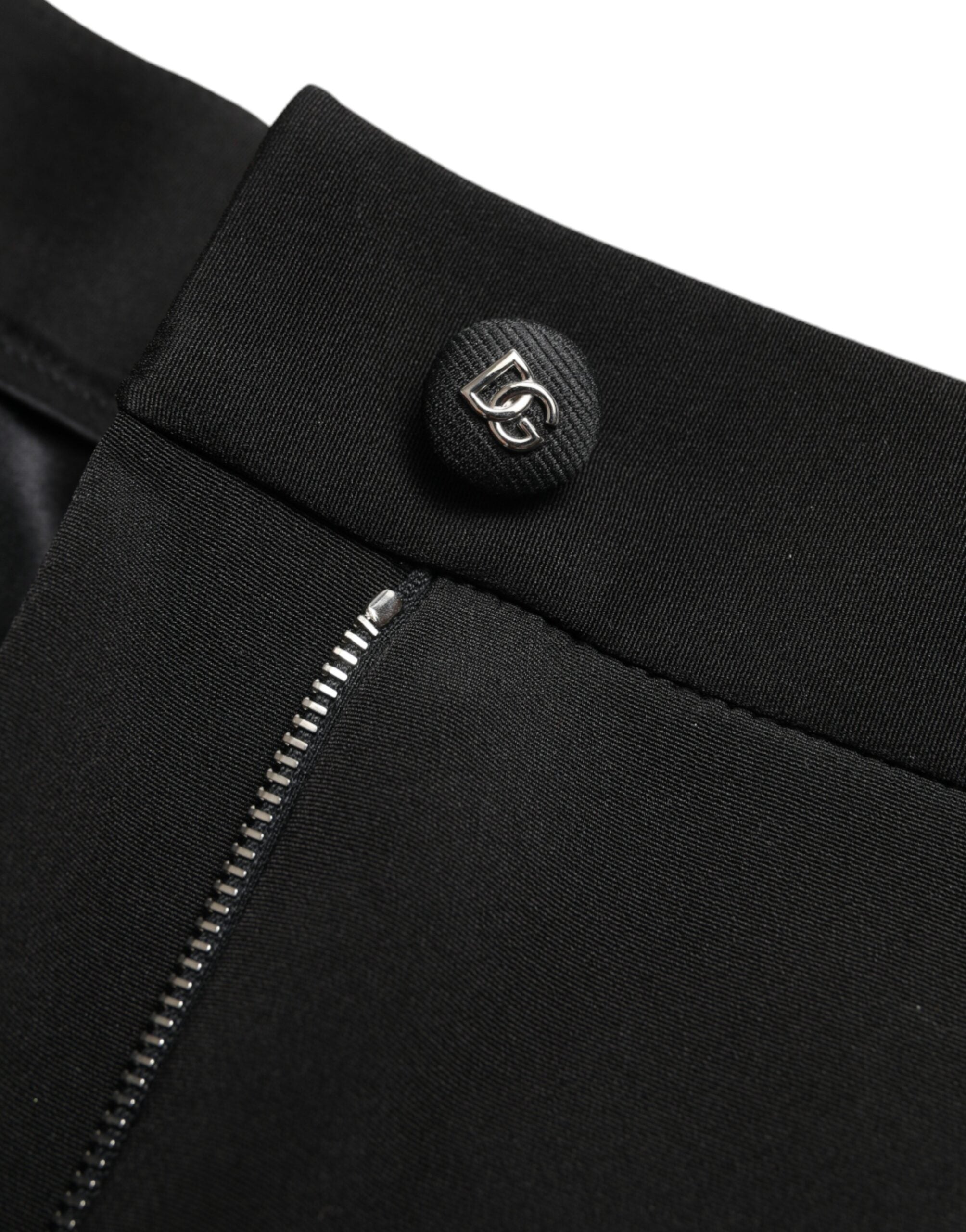 Dolce & Gabbana Black Skinny High-Waisted Wool Blend Trousers