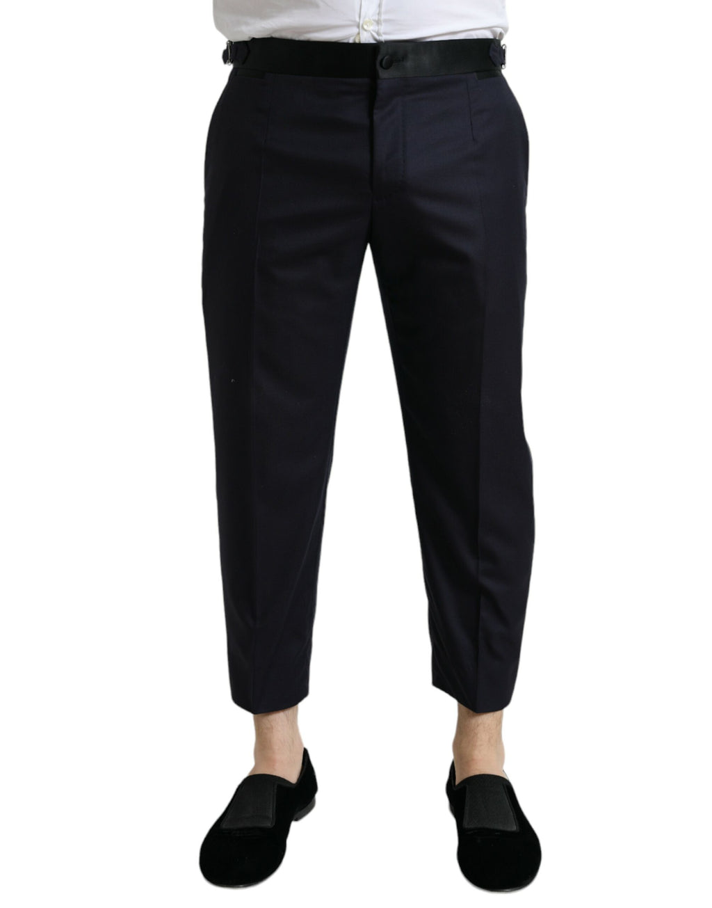 Dolce & Gabbana Blue Wool Cropped Tapered Trousers