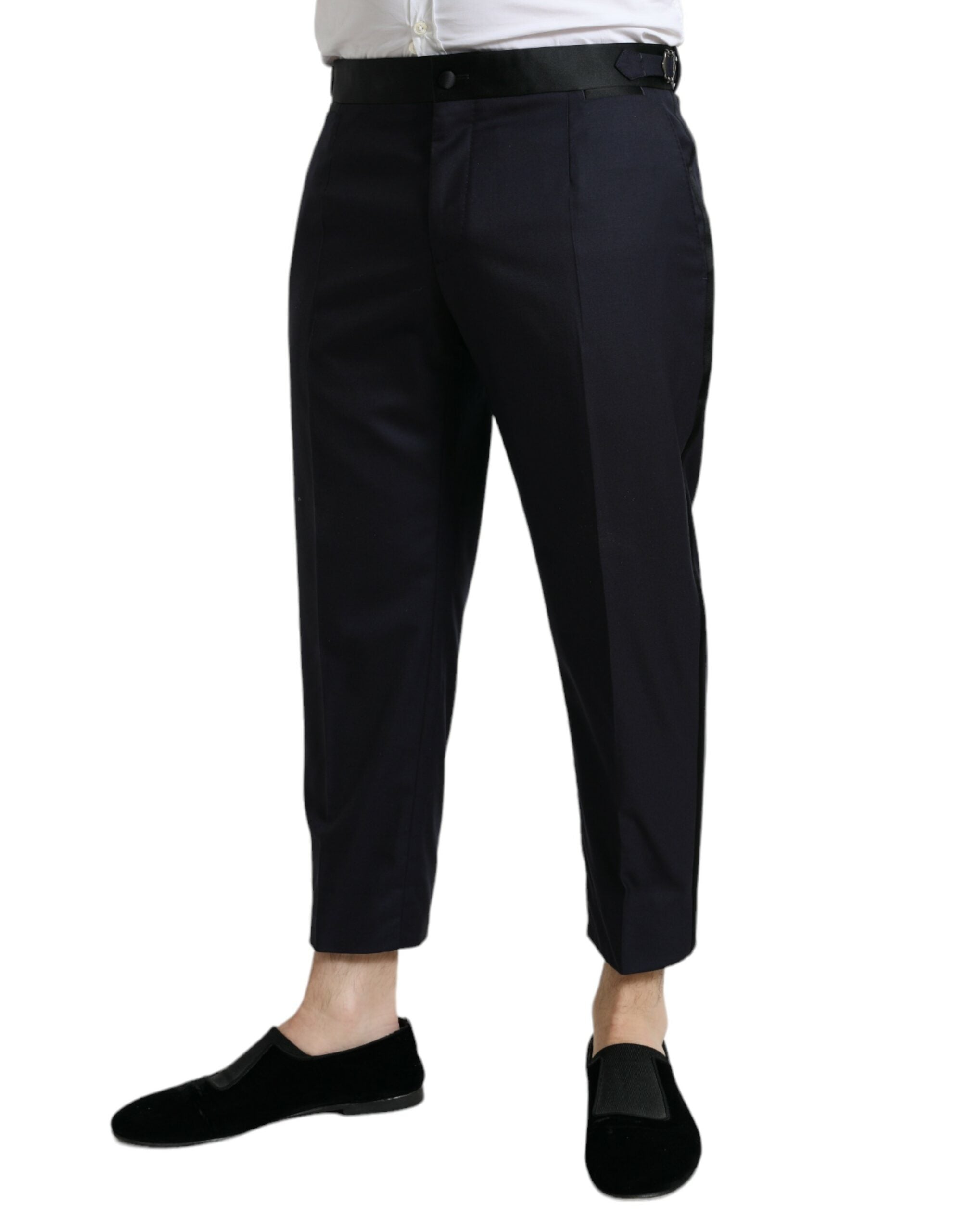 Dolce & Gabbana Blue Wool Cropped Tapered Trousers