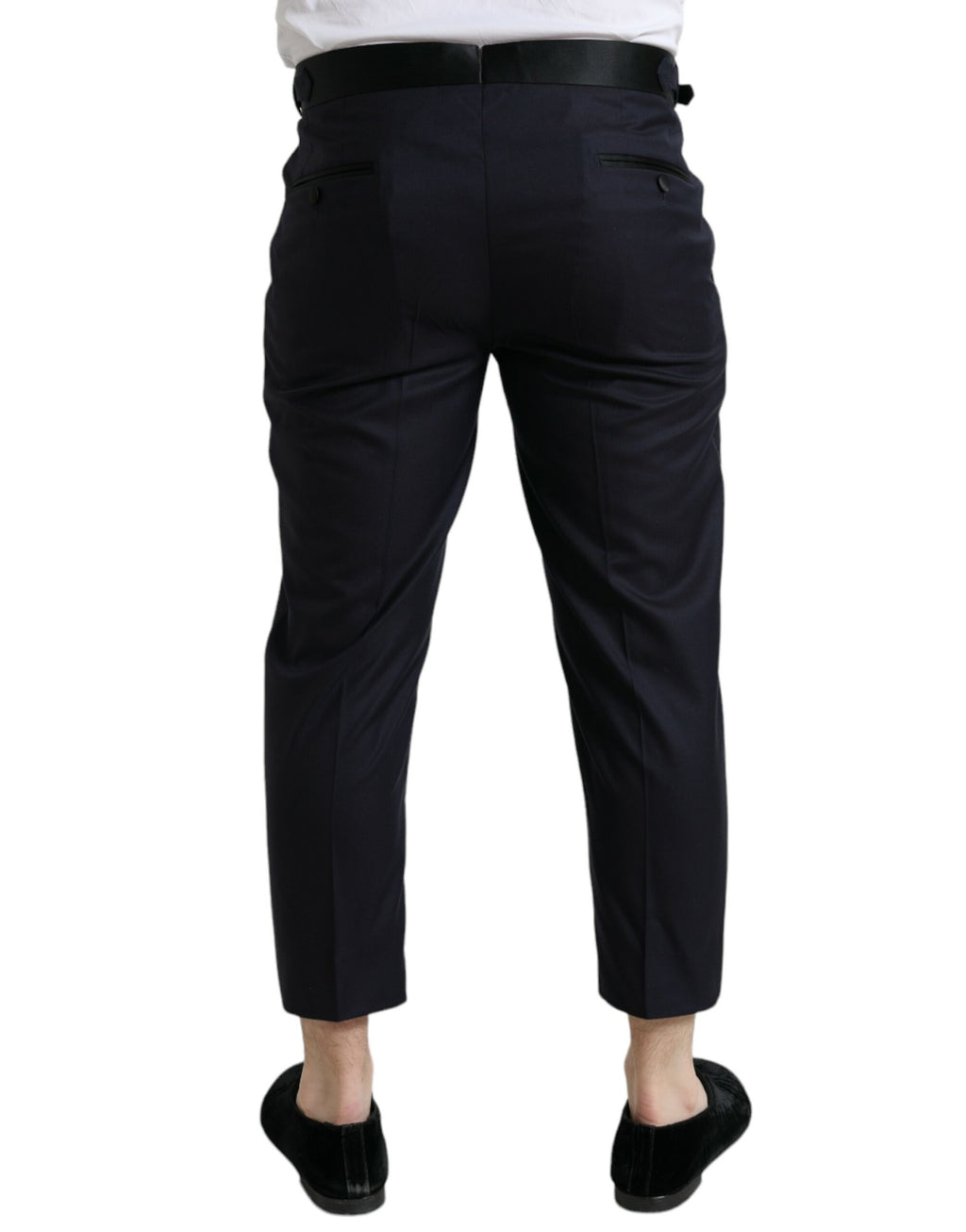 Dolce & Gabbana Blue Wool Cropped Tapered Trousers
