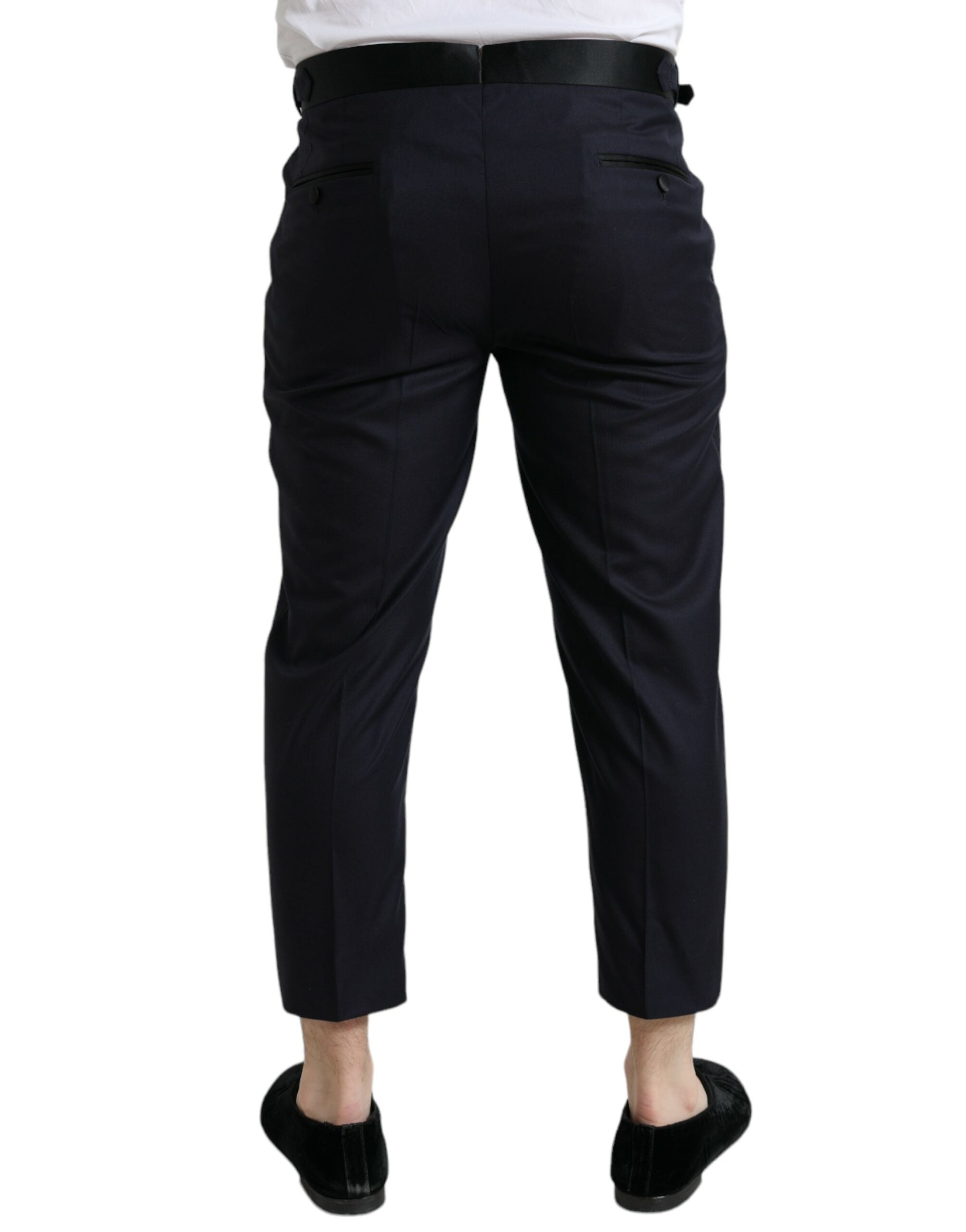 Dolce & Gabbana Blue Wool Cropped Tapered Trousers