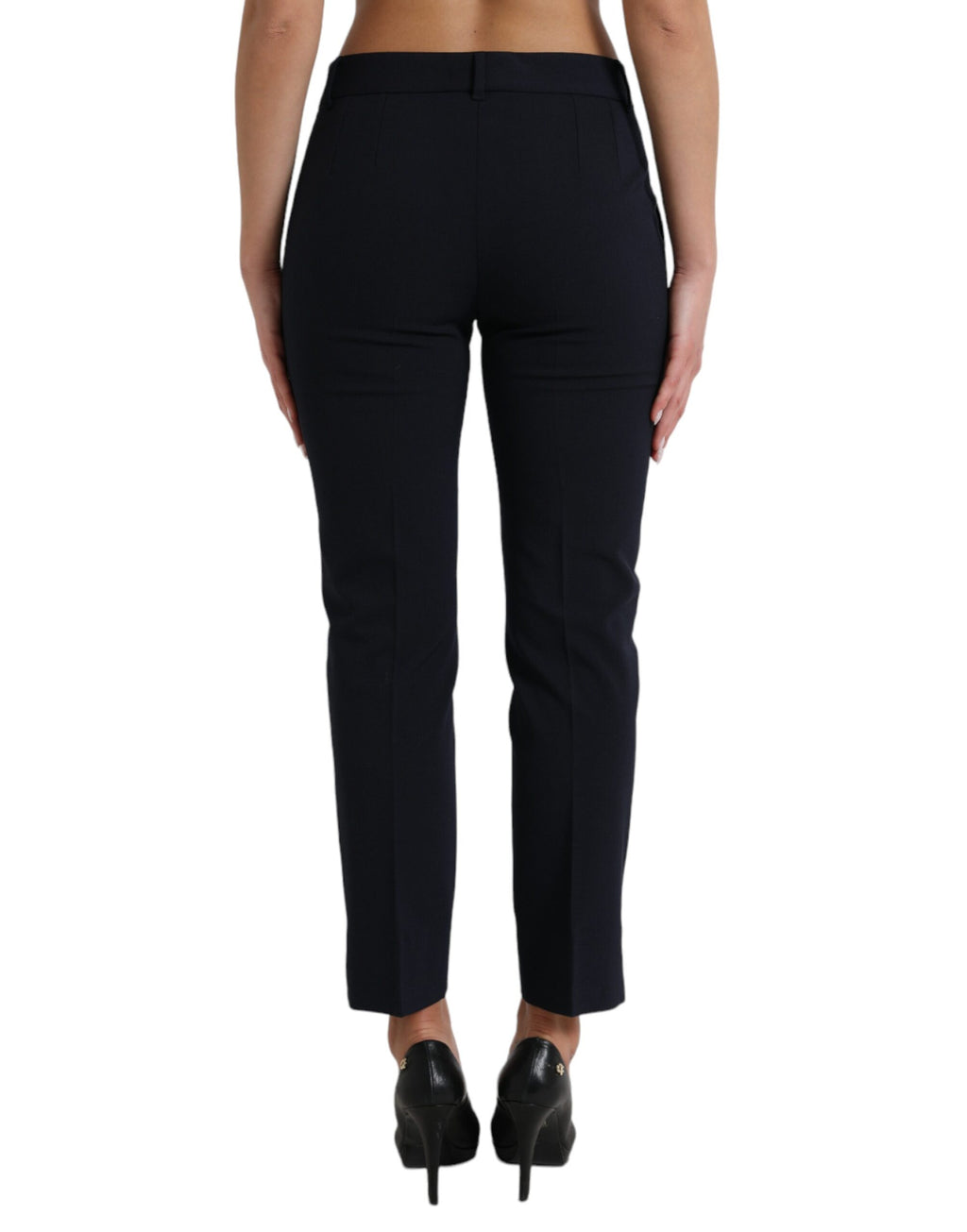 Dolce & Gabbana Blue Mid-Waist Tapered Cropped Pants