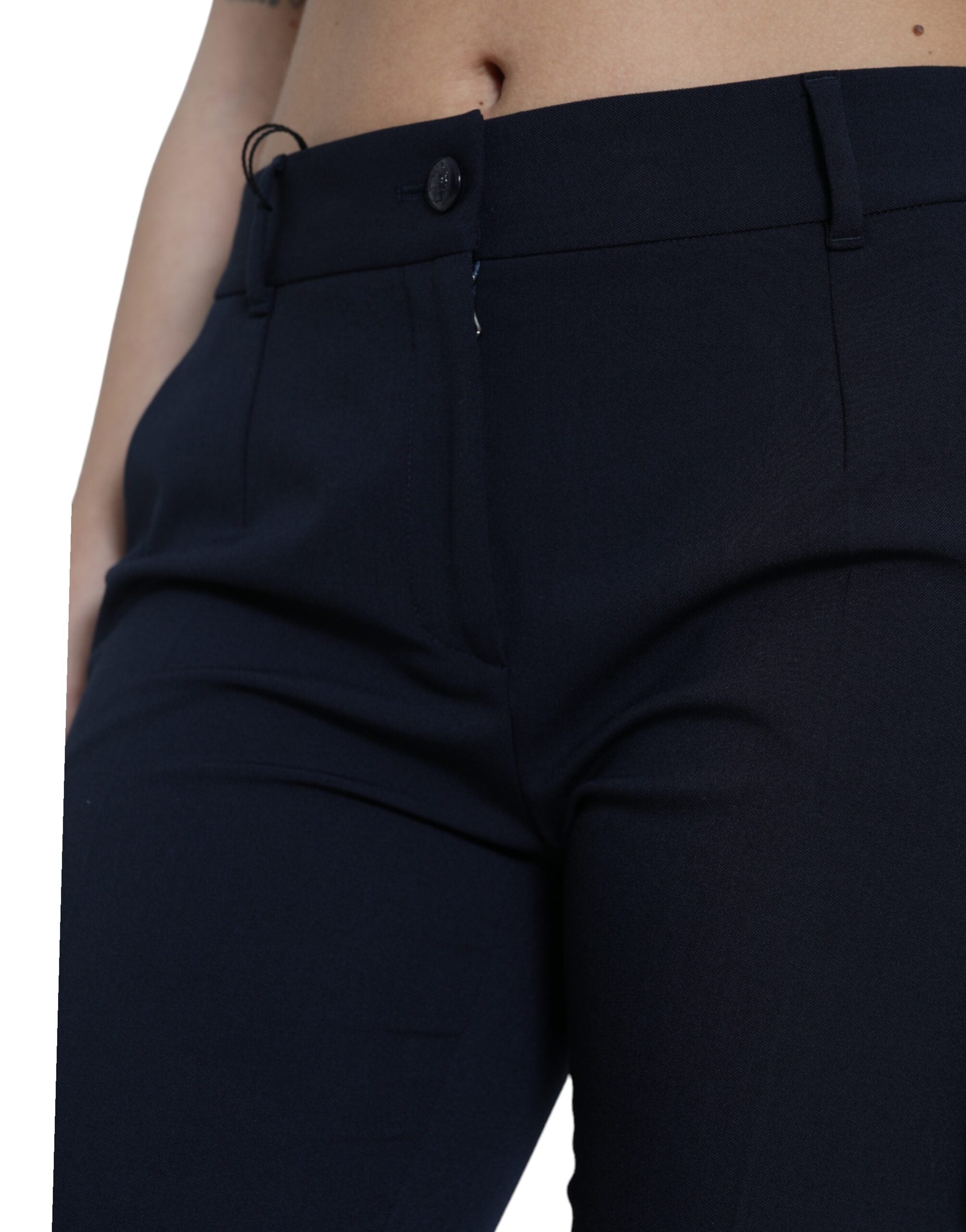 Dolce & Gabbana Blue Mid-Waist Tapered Cropped Pants