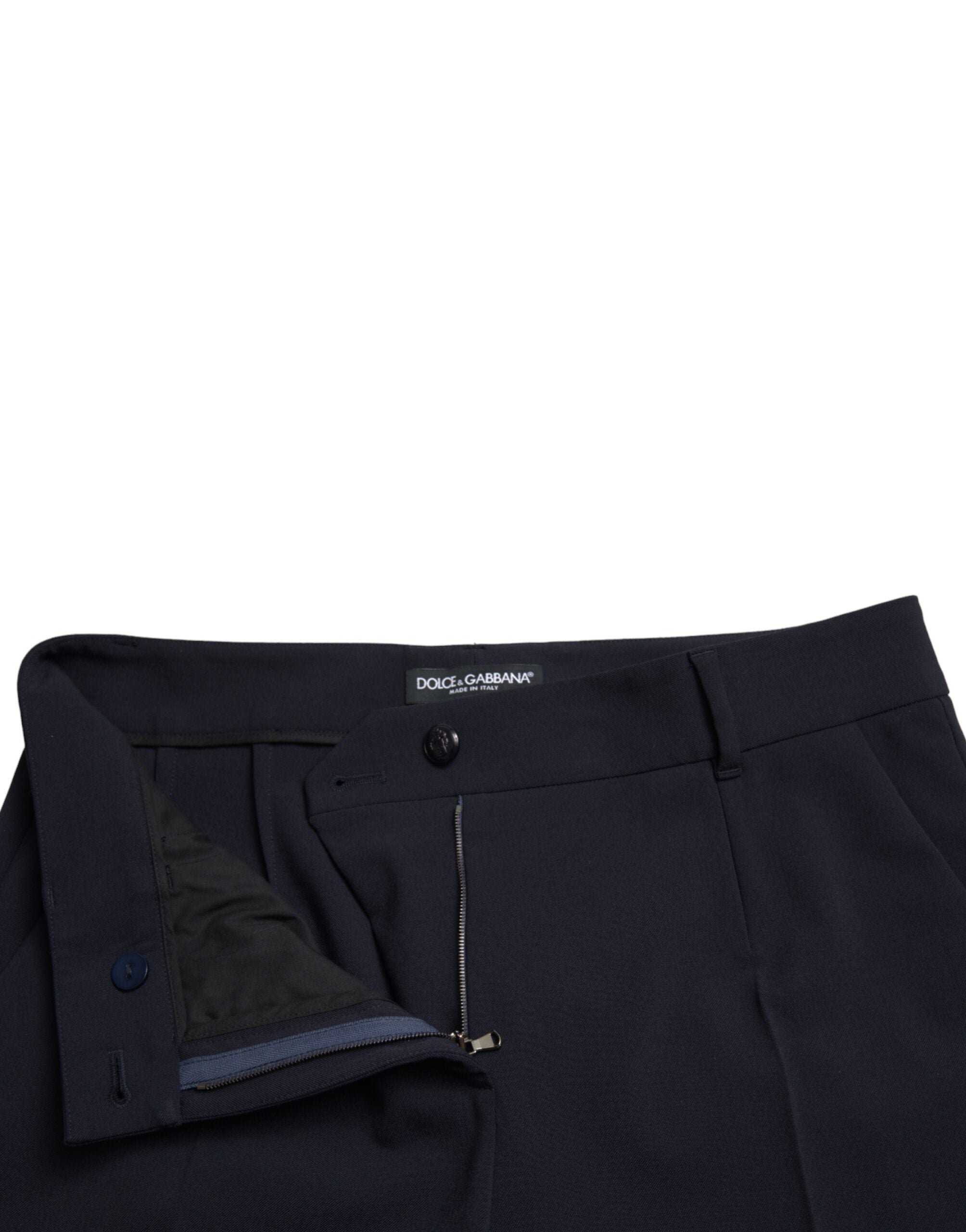 Dolce & Gabbana Blue Mid-Waist Tapered Cropped Pants