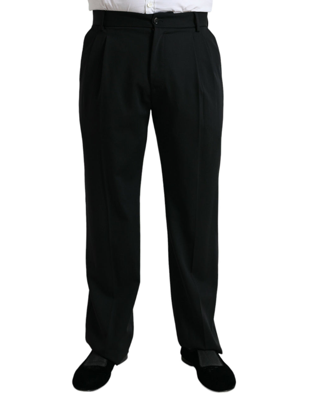 Dolce & Gabbana Schwarze formelle Straight Fit Anzughose aus Wolle
