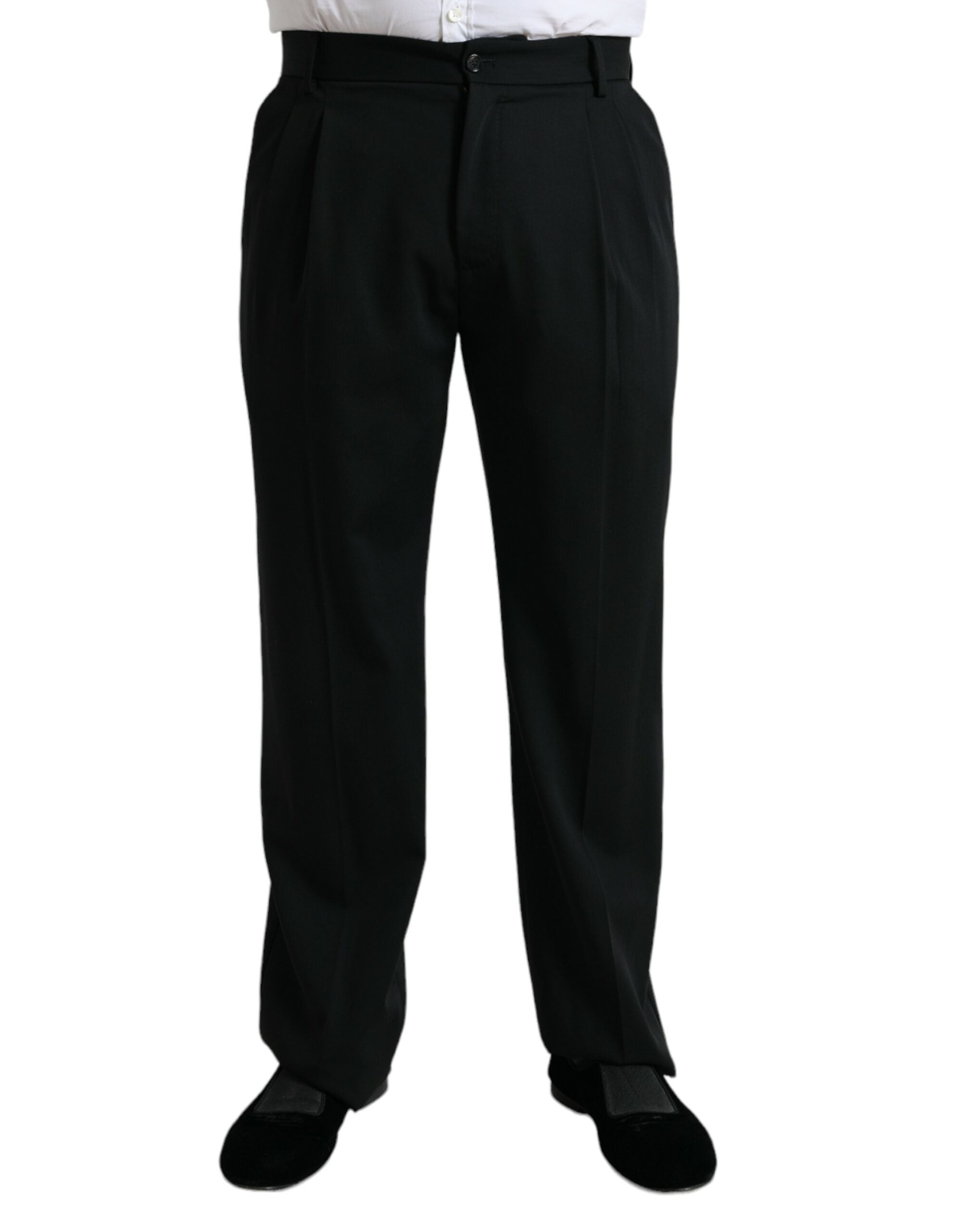 Dolce & Gabbana Schwarze formelle Straight Fit Anzughose aus Wolle