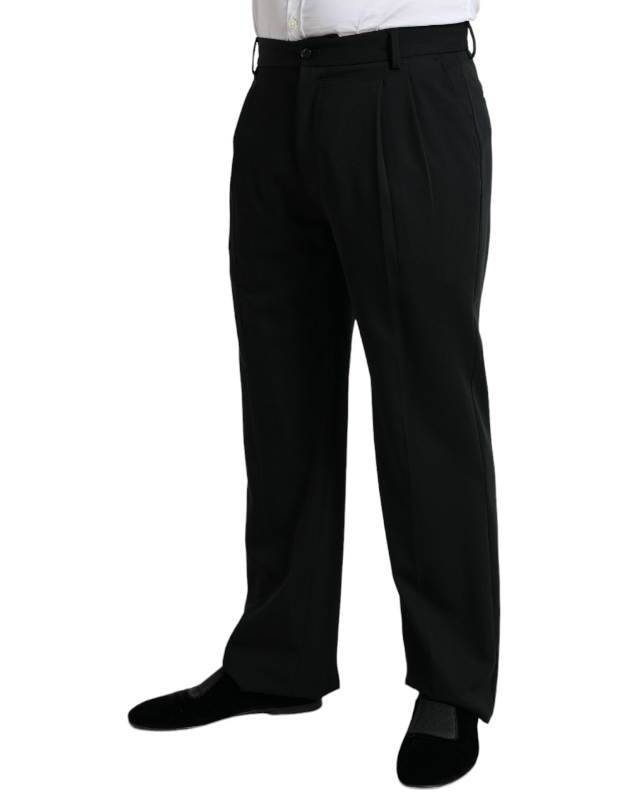 Dolce & Gabbana Schwarze formelle Straight Fit Anzughose aus Wolle