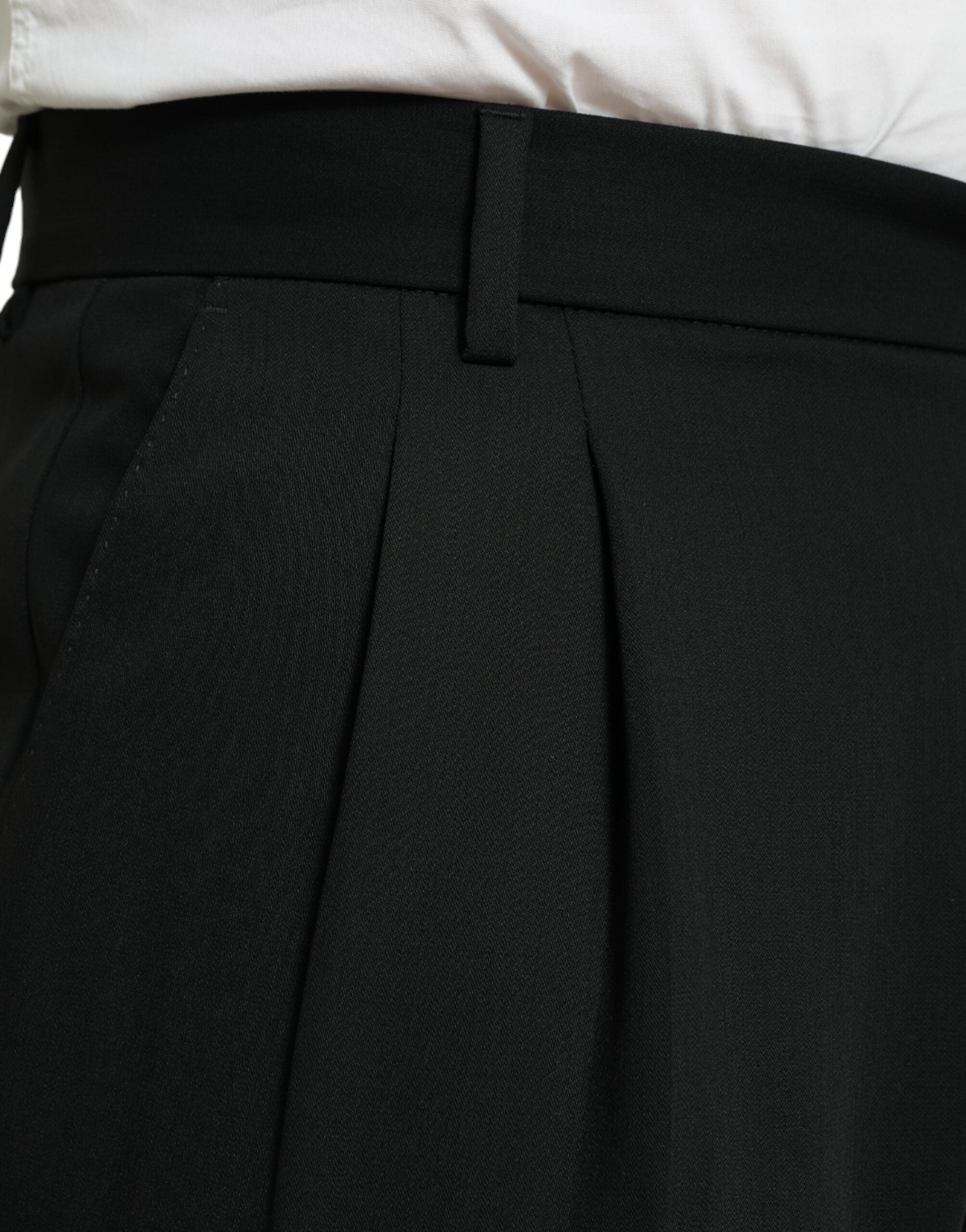 Dolce & Gabbana Schwarze formelle Straight Fit Anzughose aus Wolle