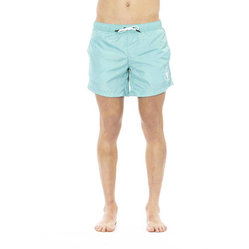 Light blue Bikkembergs men's polyester swim shorts