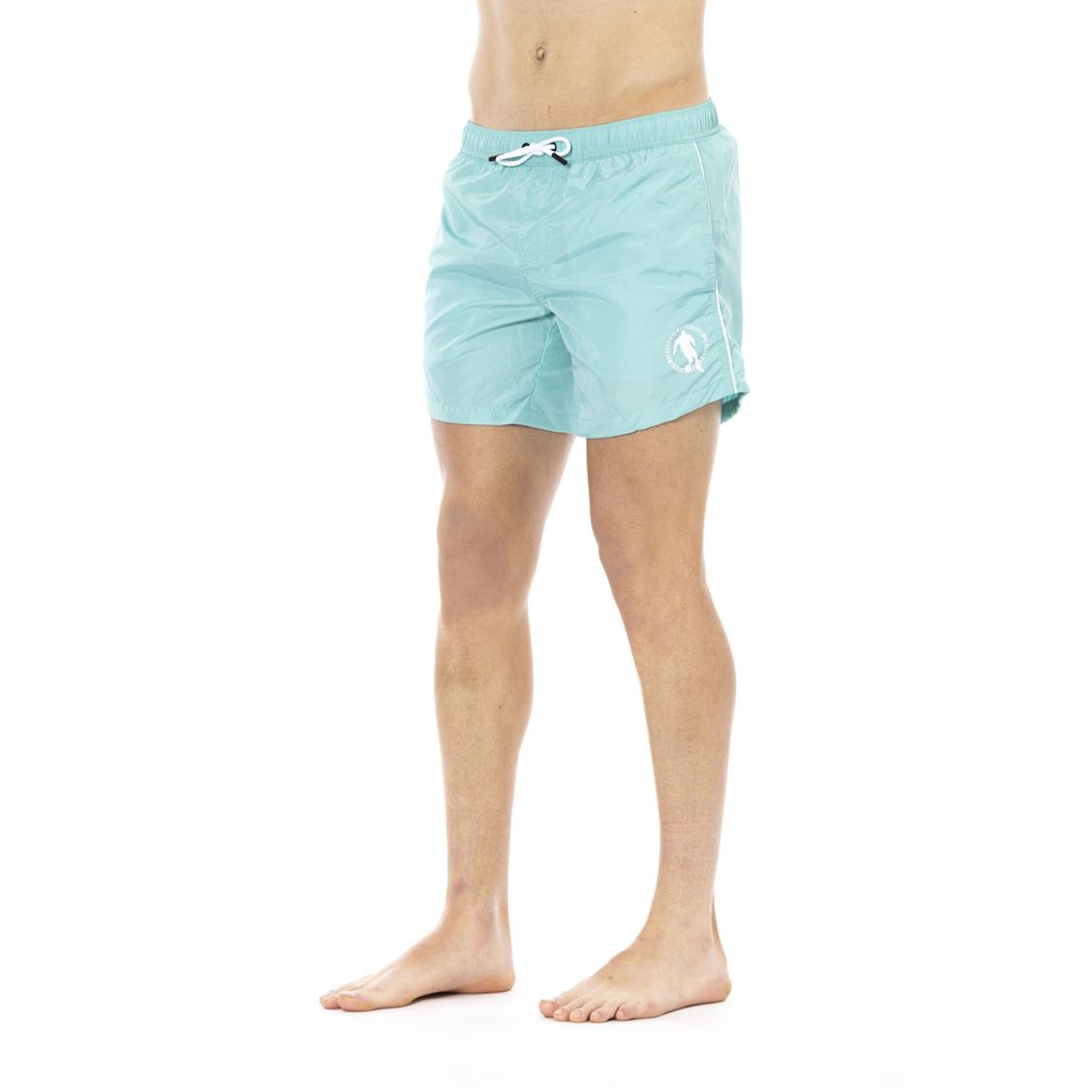 Light blue Bikkembergs men's polyester swim shorts