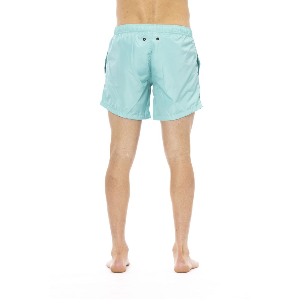 Light blue Bikkembergs men's polyester swim shorts