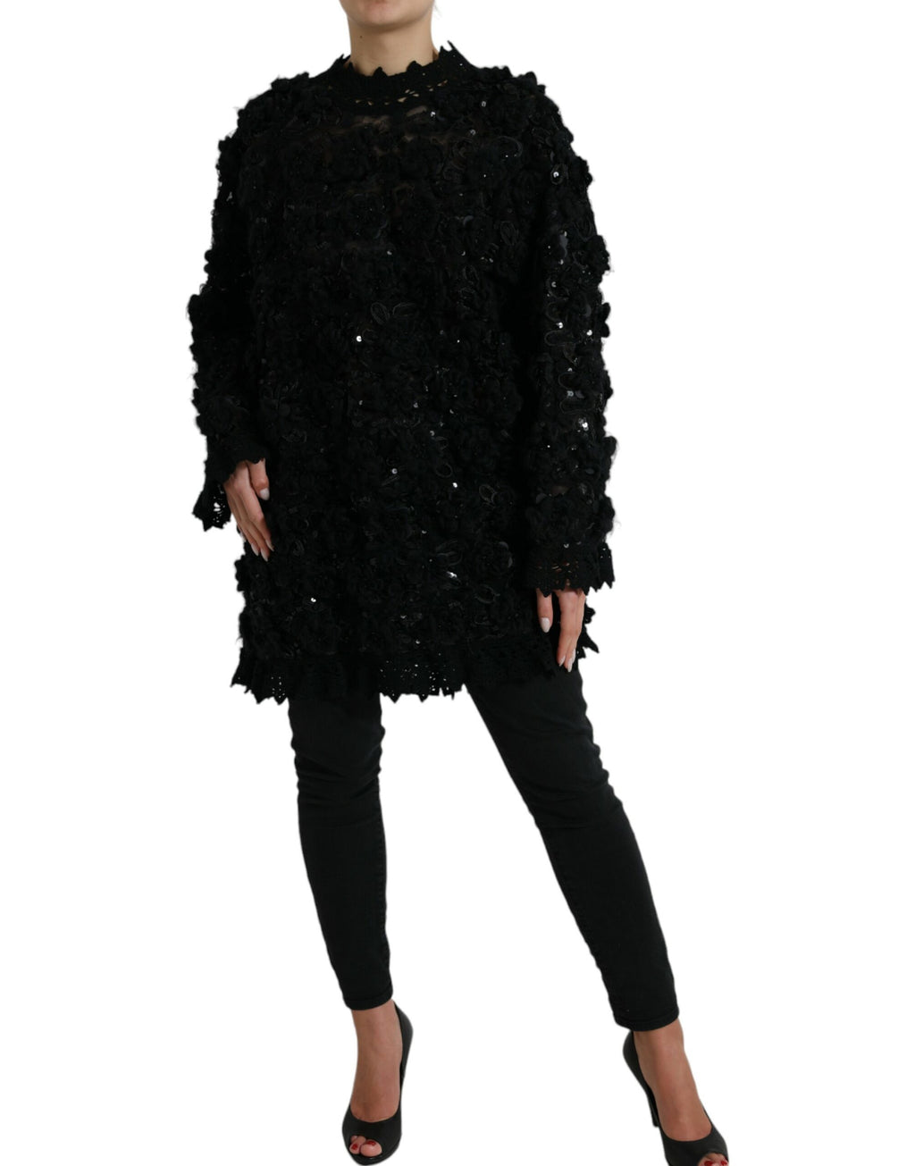 Dolce & Gabbana Schwarzer Pullover mit Paillettenverzierung