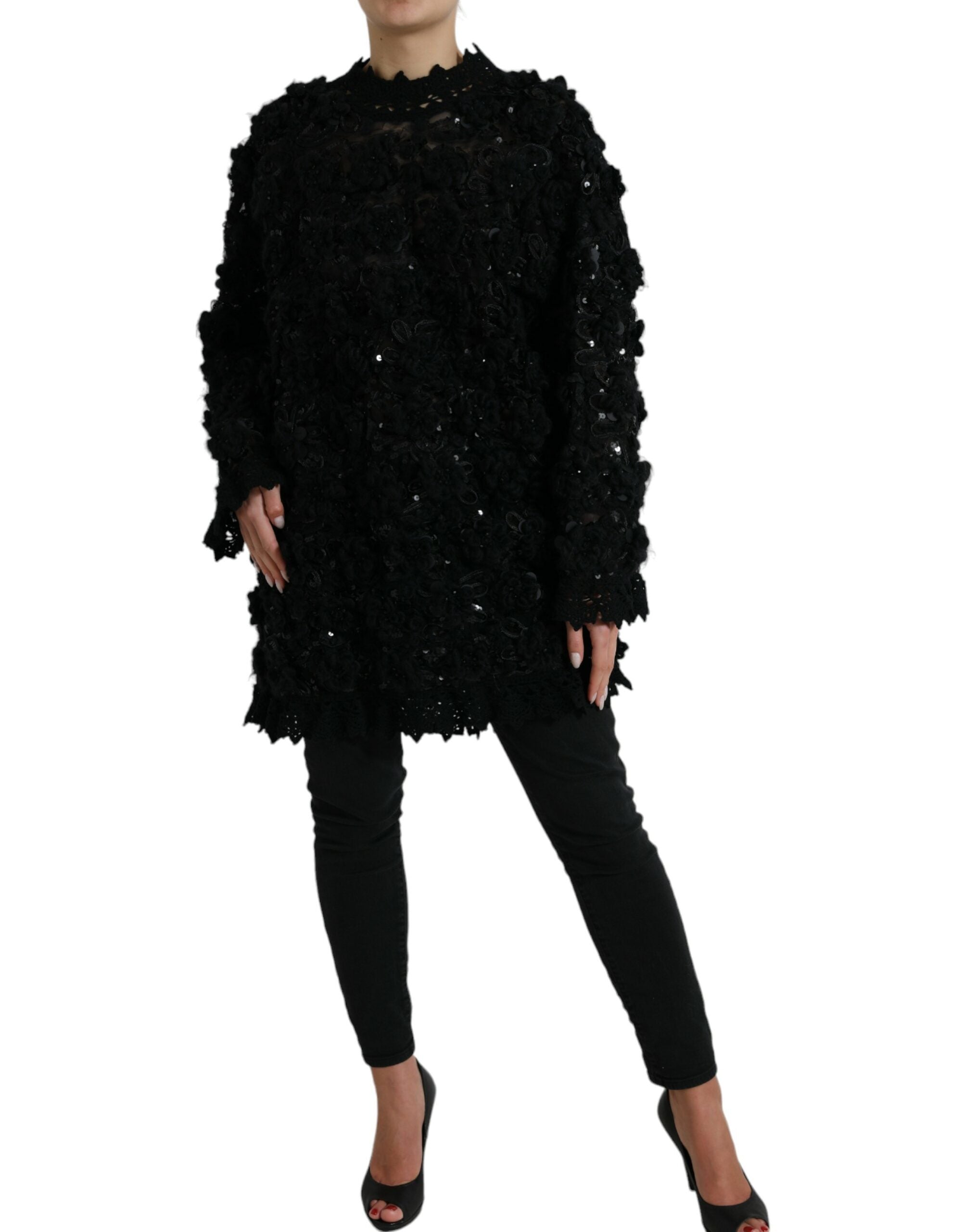 Dolce & Gabbana Schwarzer Pullover mit Paillettenverzierung