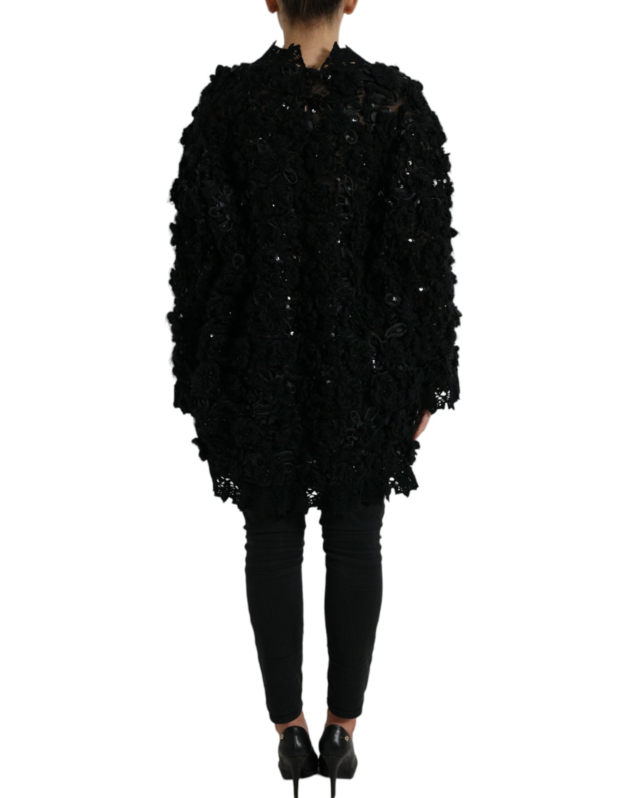 Dolce & Gabbana Schwarzer Pullover mit Paillettenverzierung