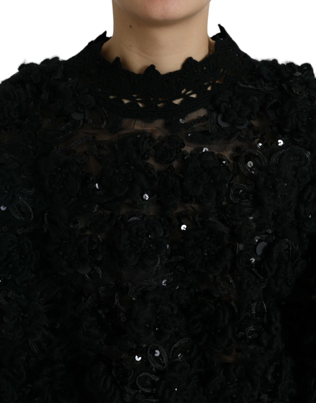 Dolce & Gabbana Schwarzer Pullover mit Paillettenverzierung