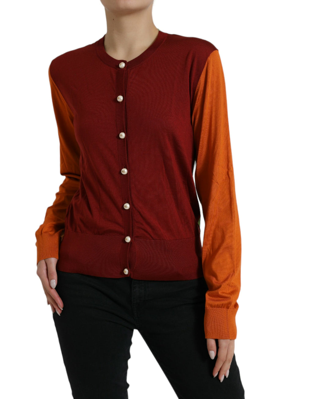 Dolce & Gabbana Multicolor Strickjacke Color Block Silk Crewneck Sweater