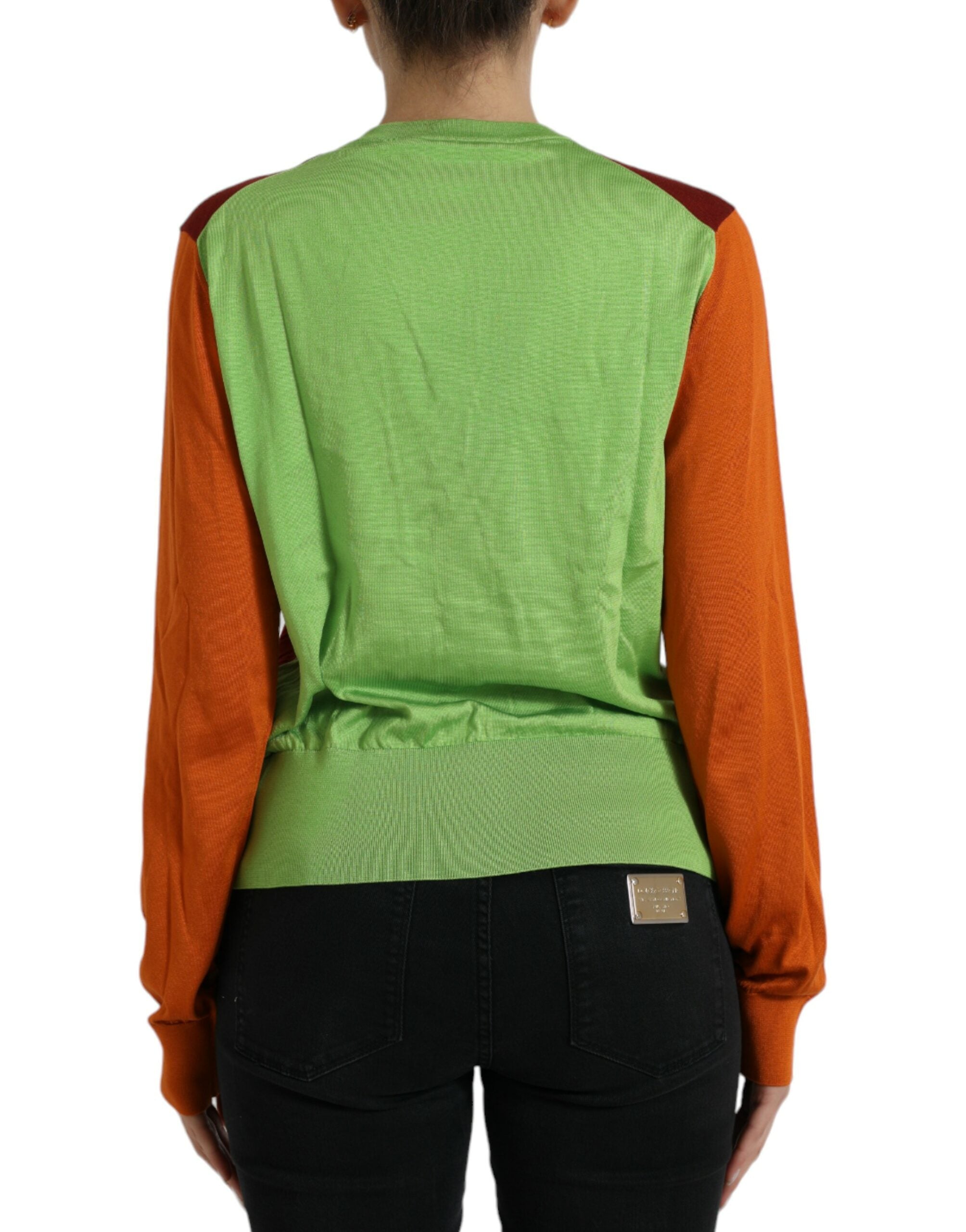 Dolce & Gabbana Multicolor Strickjacke Color Block Silk Crewneck Sweater