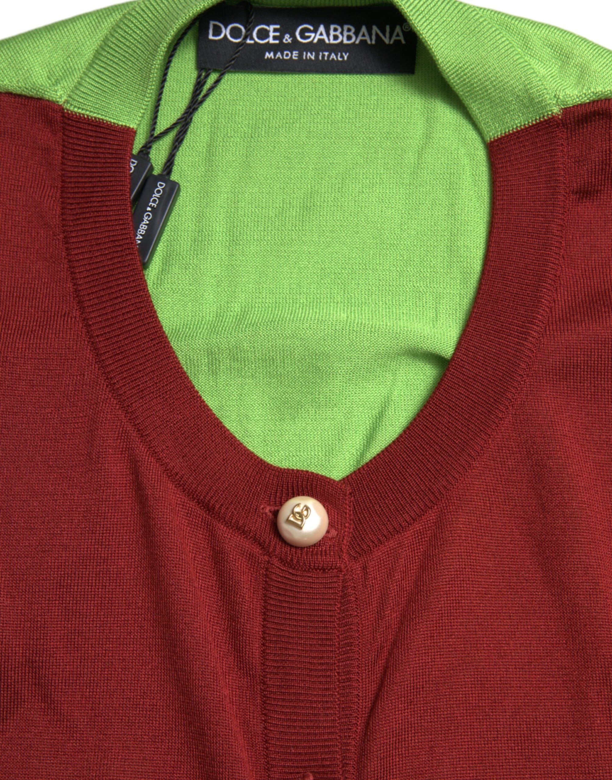 Dolce & Gabbana Multicolor Strickjacke Color Block Silk Crewneck Sweater