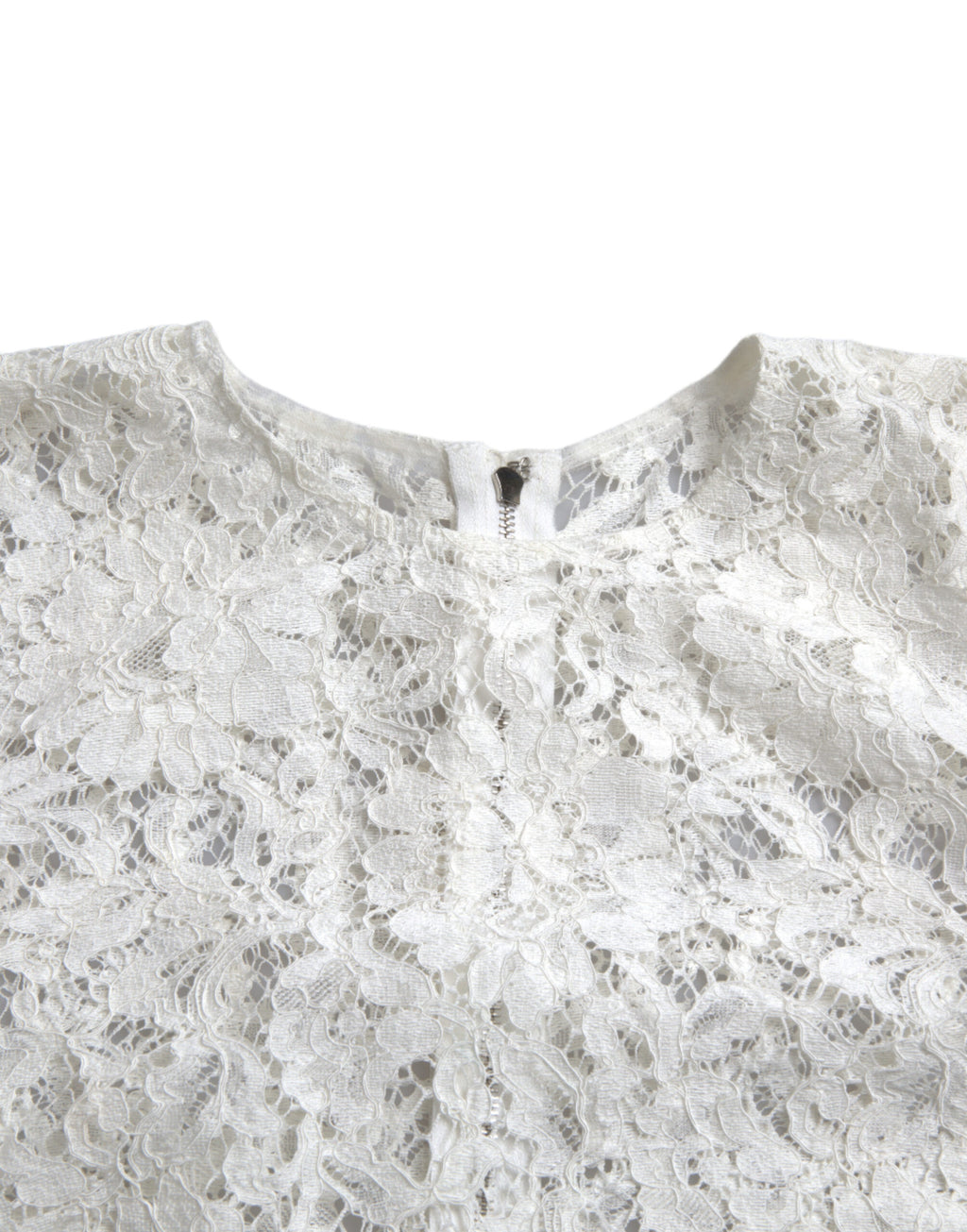 Dolce & Gabbana Weißes Blusentop aus Baumwolle mit Blumenmuster und Rundhalsausschnitt