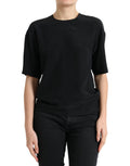Dolce & Gabbana Black Silk Crewneck Short Sleeve Blouse Top